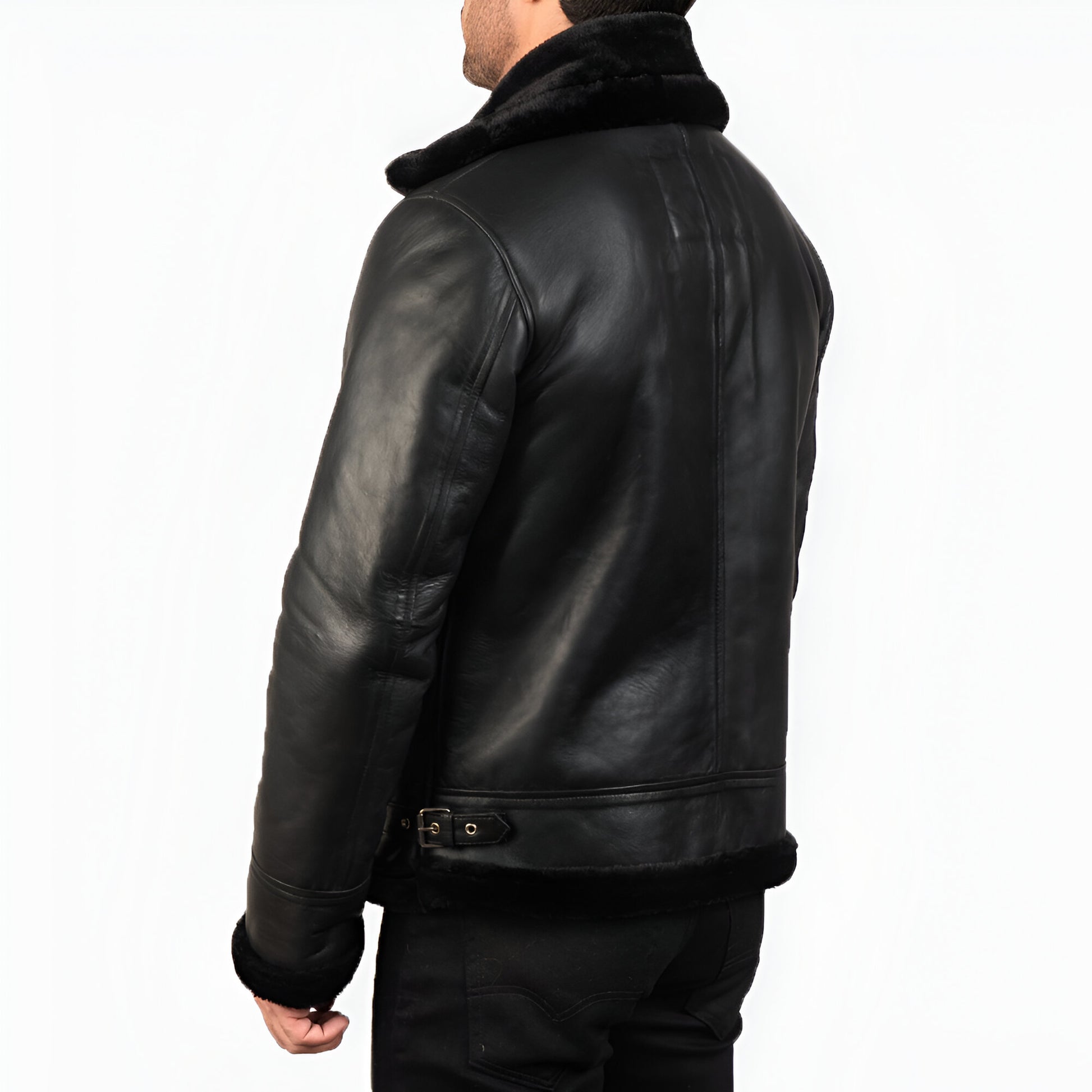 Maltons B-3 Black Leather Bomber Jacket