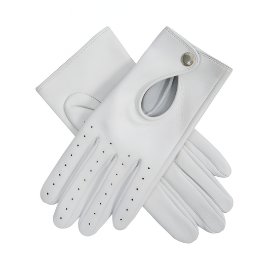 White Leather Driving Gloves