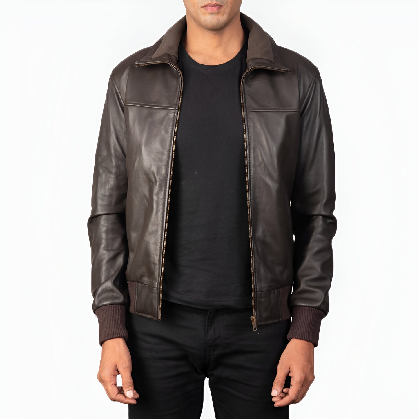 Dicks Leather Genuine Brown Leather Bomber Jacket