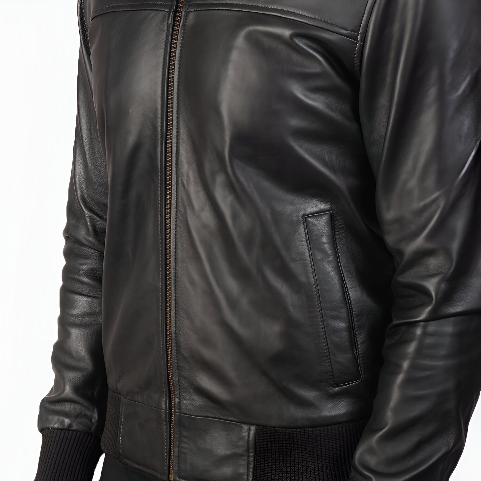 Dicks Genuine Black Leather Bomber Jacket