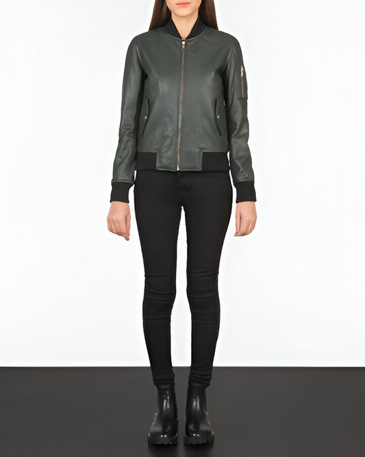 Reese Ma-1 Green Leather Bomber Jacket