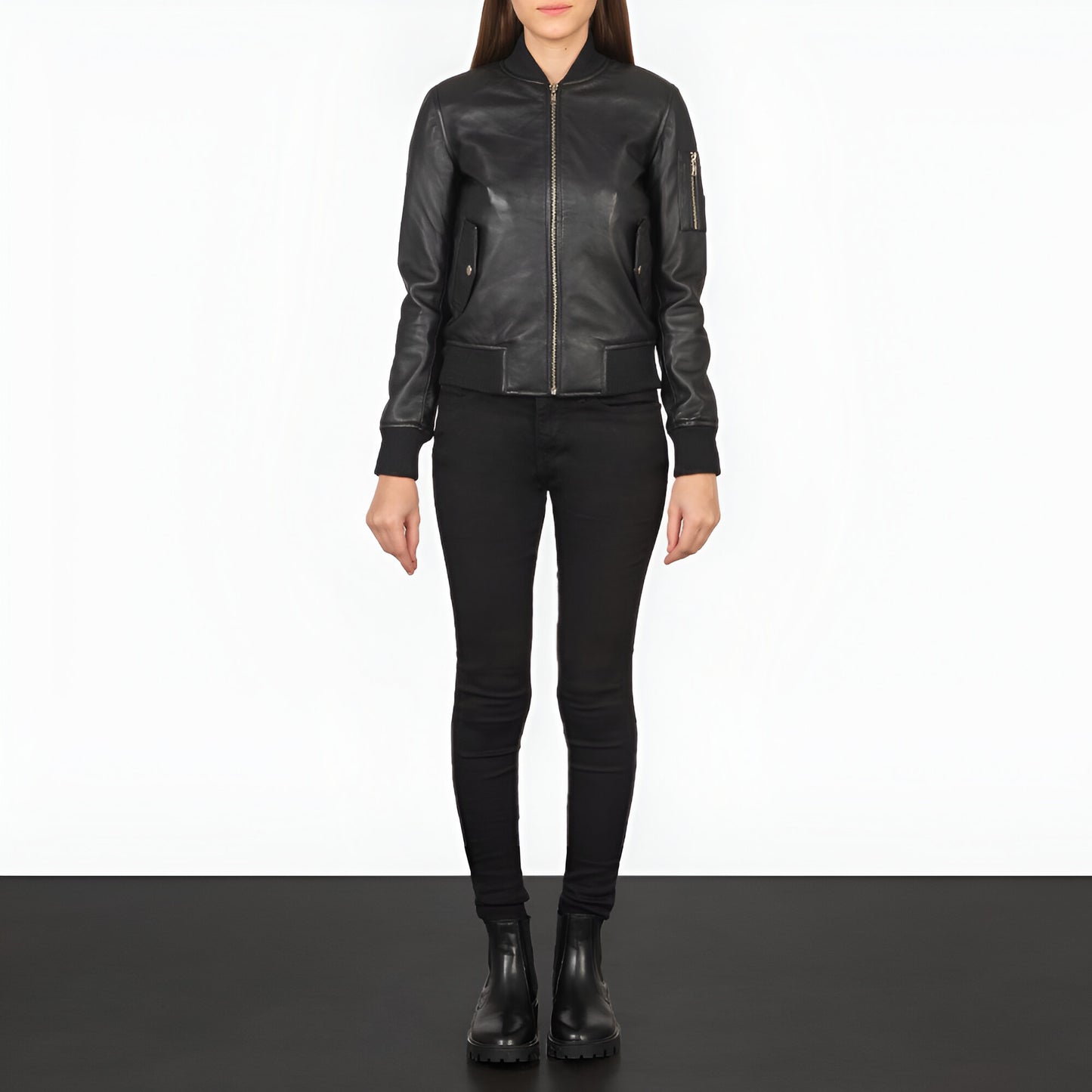 Reese Ma-1 Black Leather Bomber Jacket