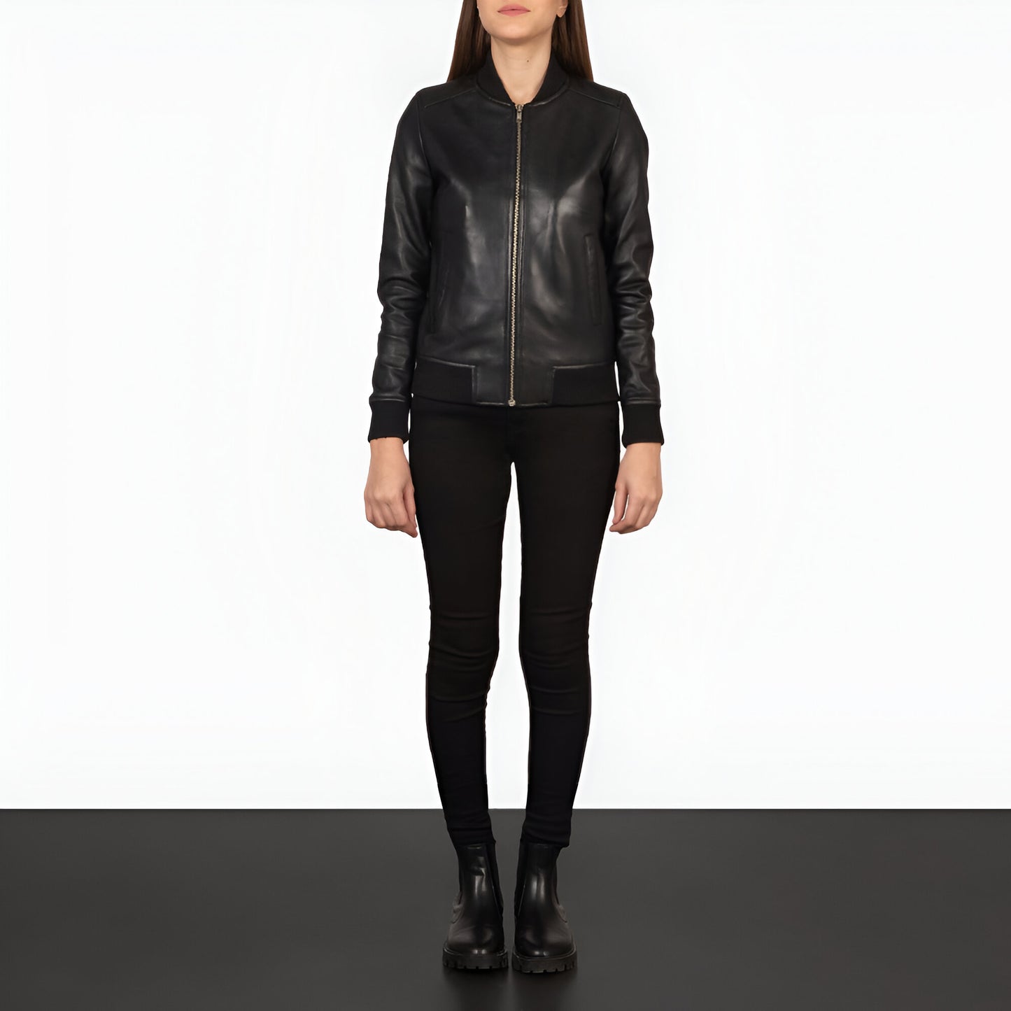 Scarlett Black Leather Bomber Jacket