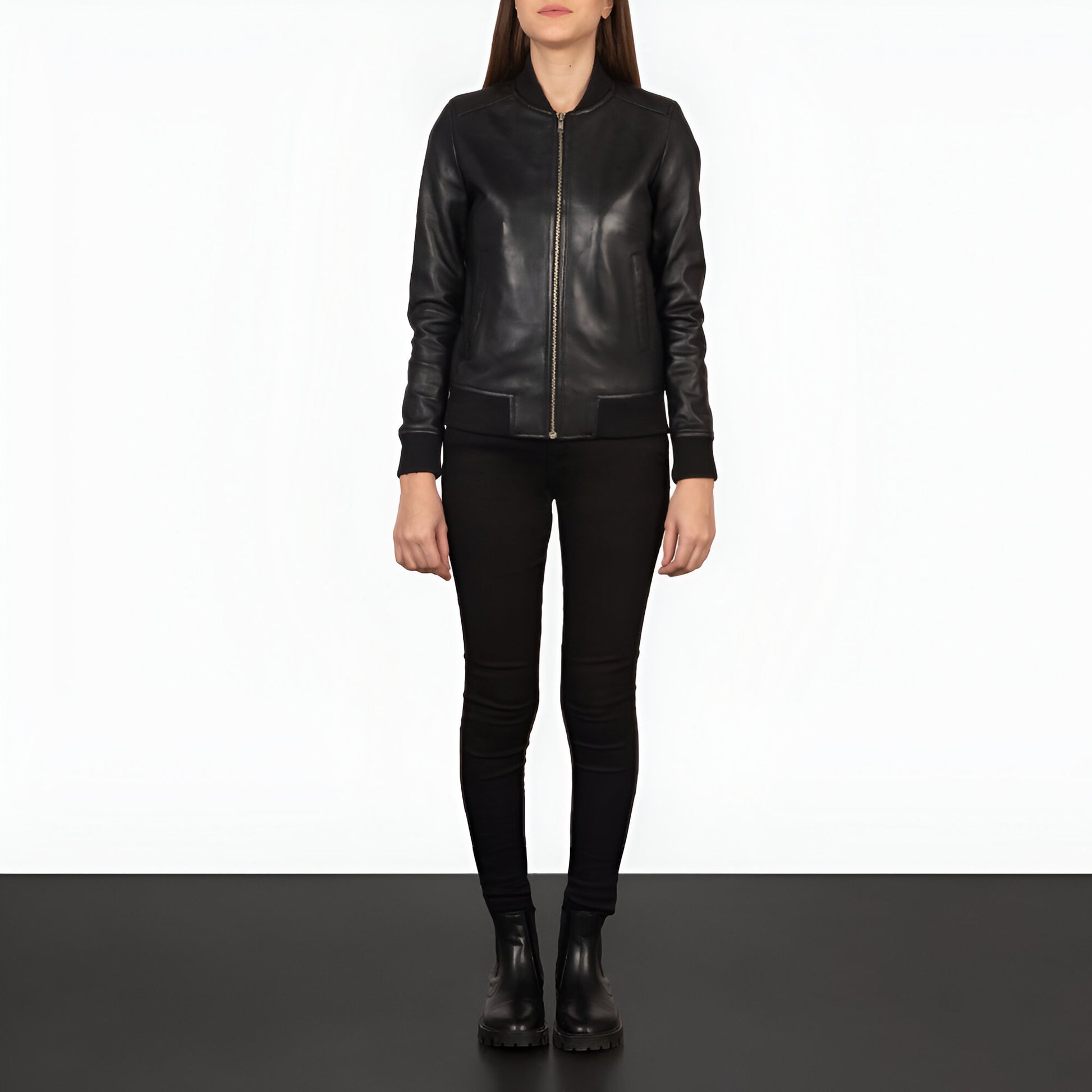 Scarlett Black Leather Bomber Jacket