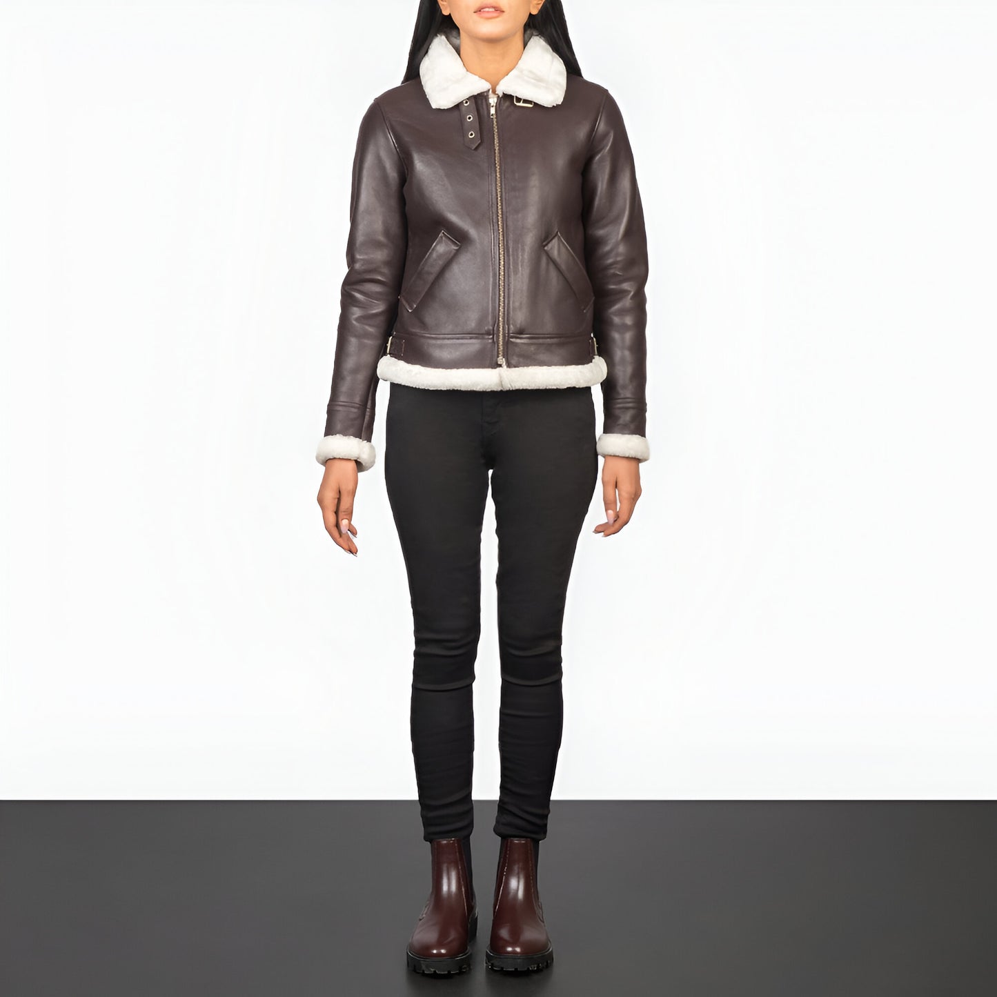 Jennifer B-3 Maroon Leather Bomber Jacket