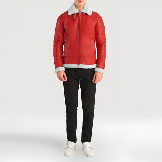 Maltons B-3 Red Leather Bomber Jacket