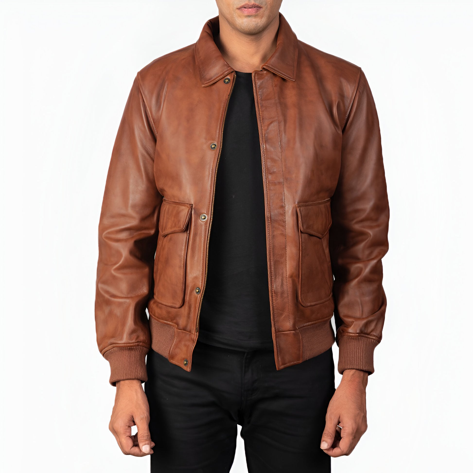 Denzel Brown A2 Bomber Leather Jacket