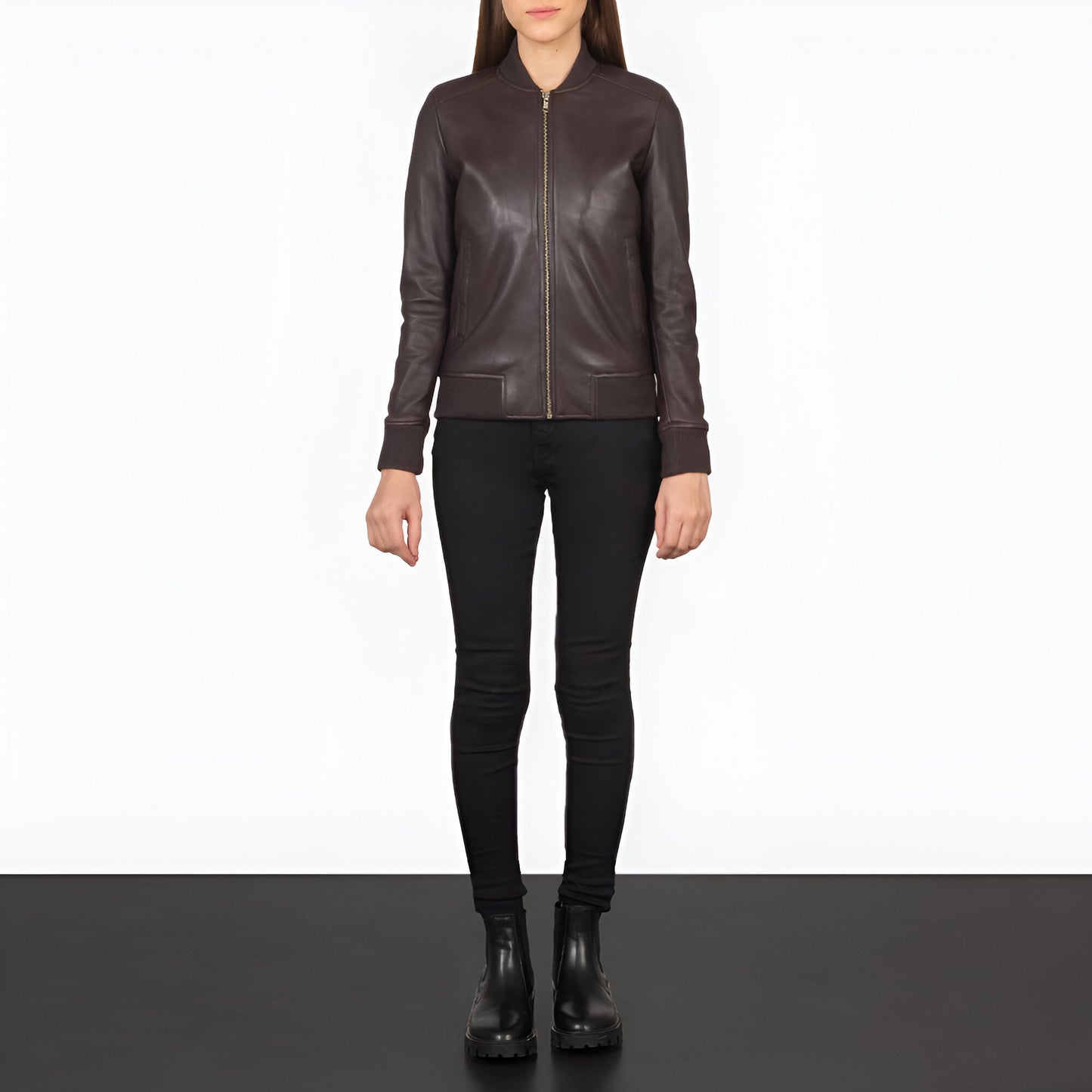 Scarlett Maroon Leather Bomber Jacket women