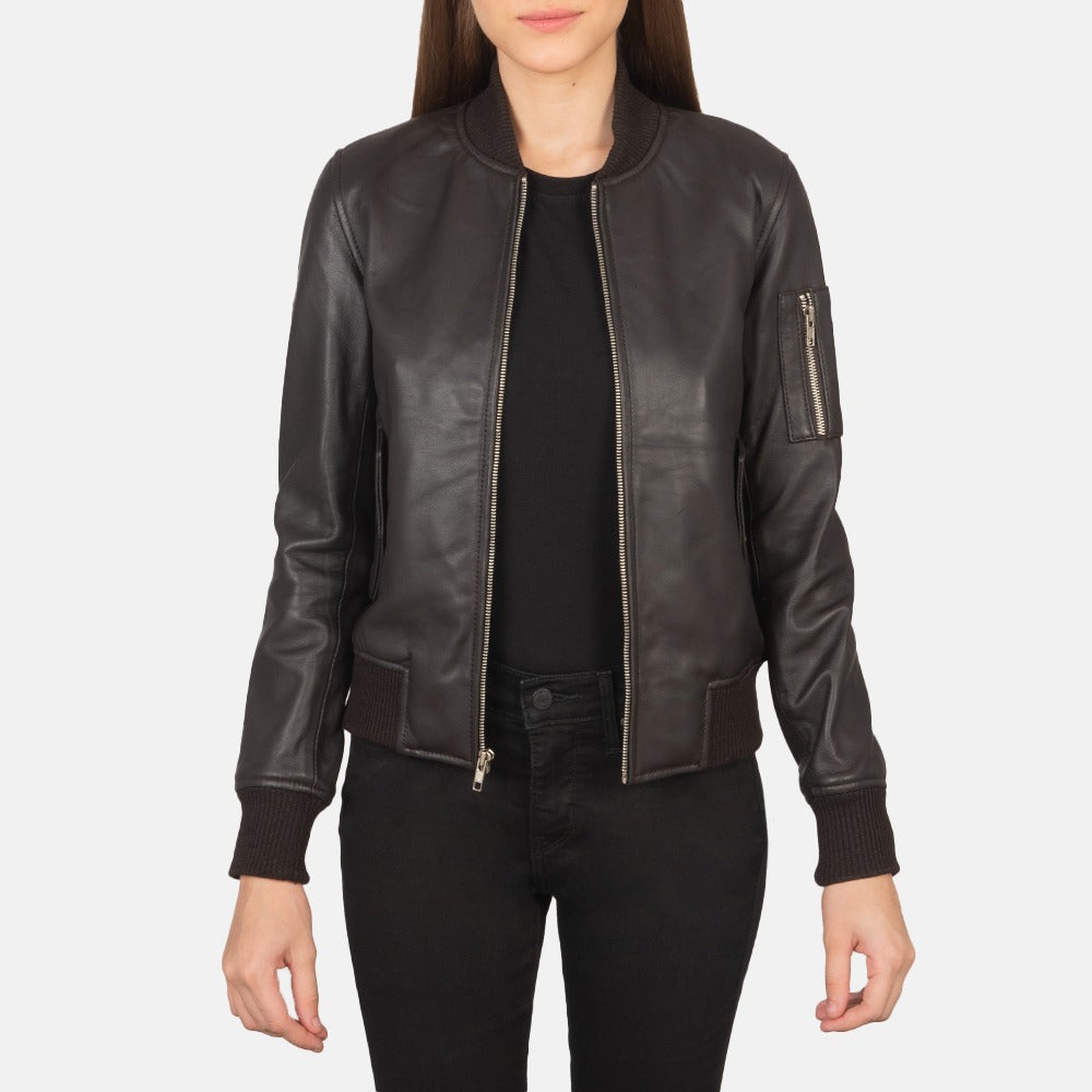 Reese Ma-1 Brown Leather Bomber Jacket