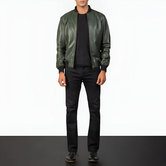 Tom Green Leather Bomber Jacket