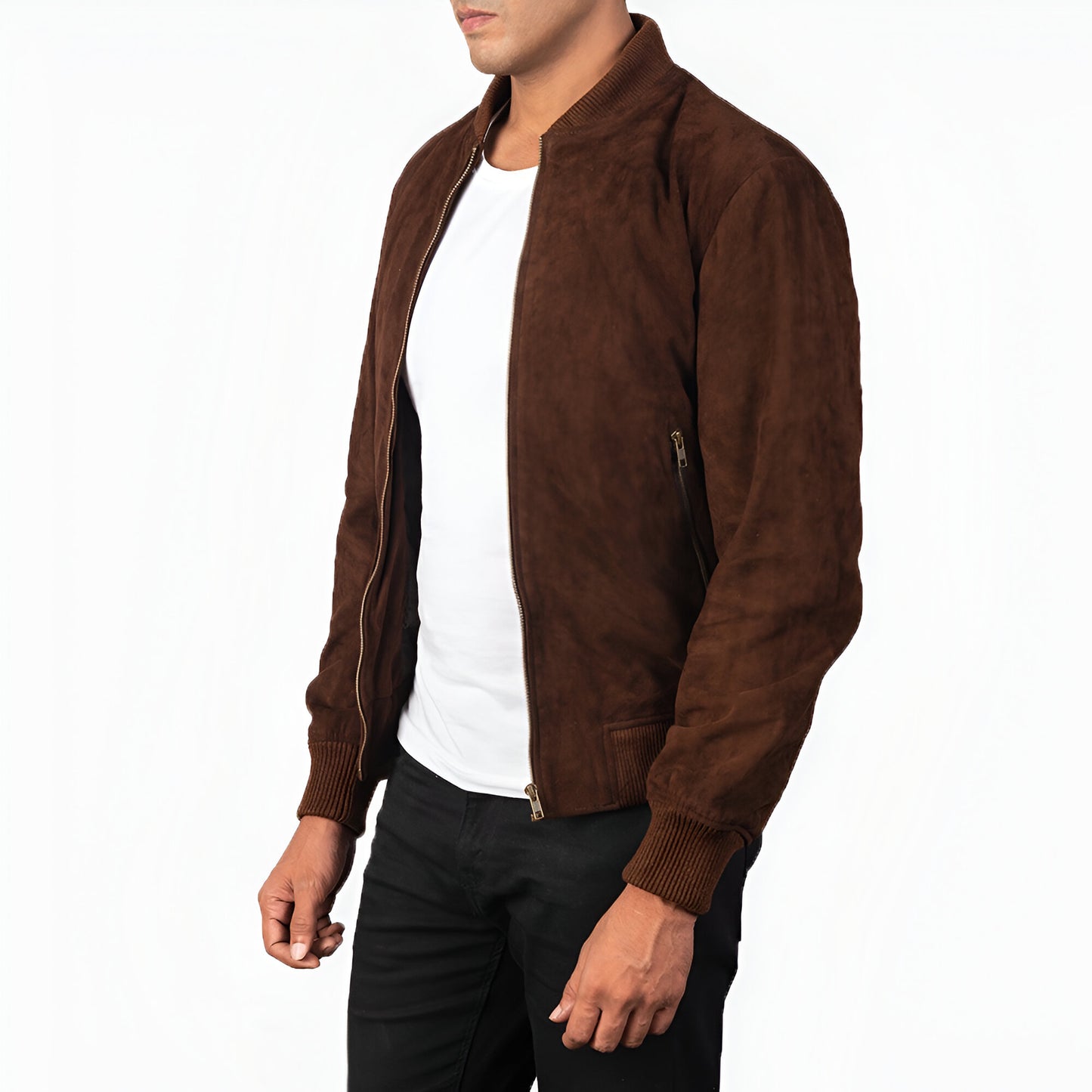 Tom Brown Suede Leather Bomber Jacket