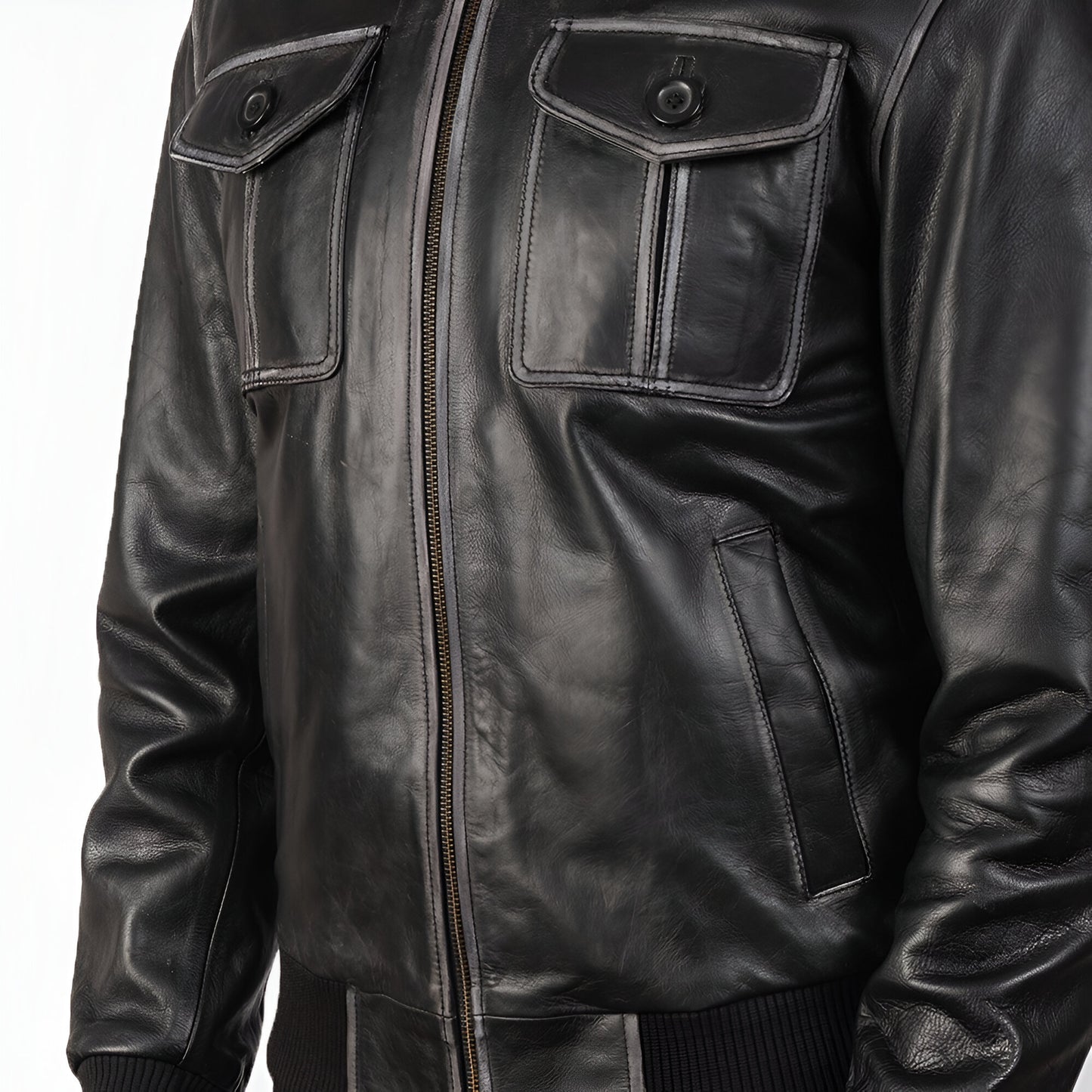 Capers Dicks Leather Black Bomber Jacket