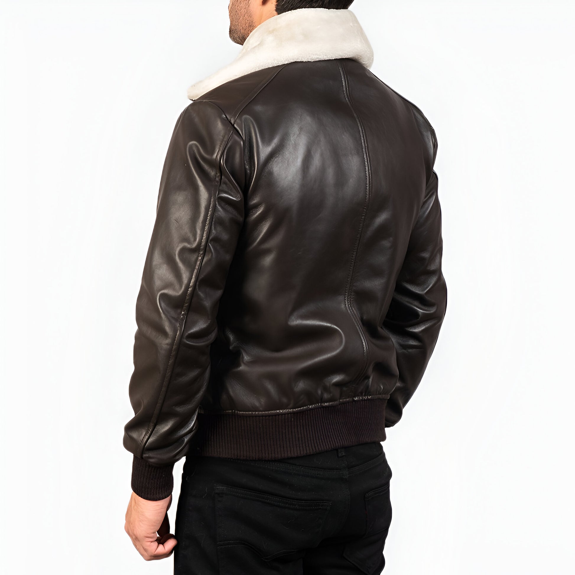 Dicks Brown Leather Bomber Jacket for Men