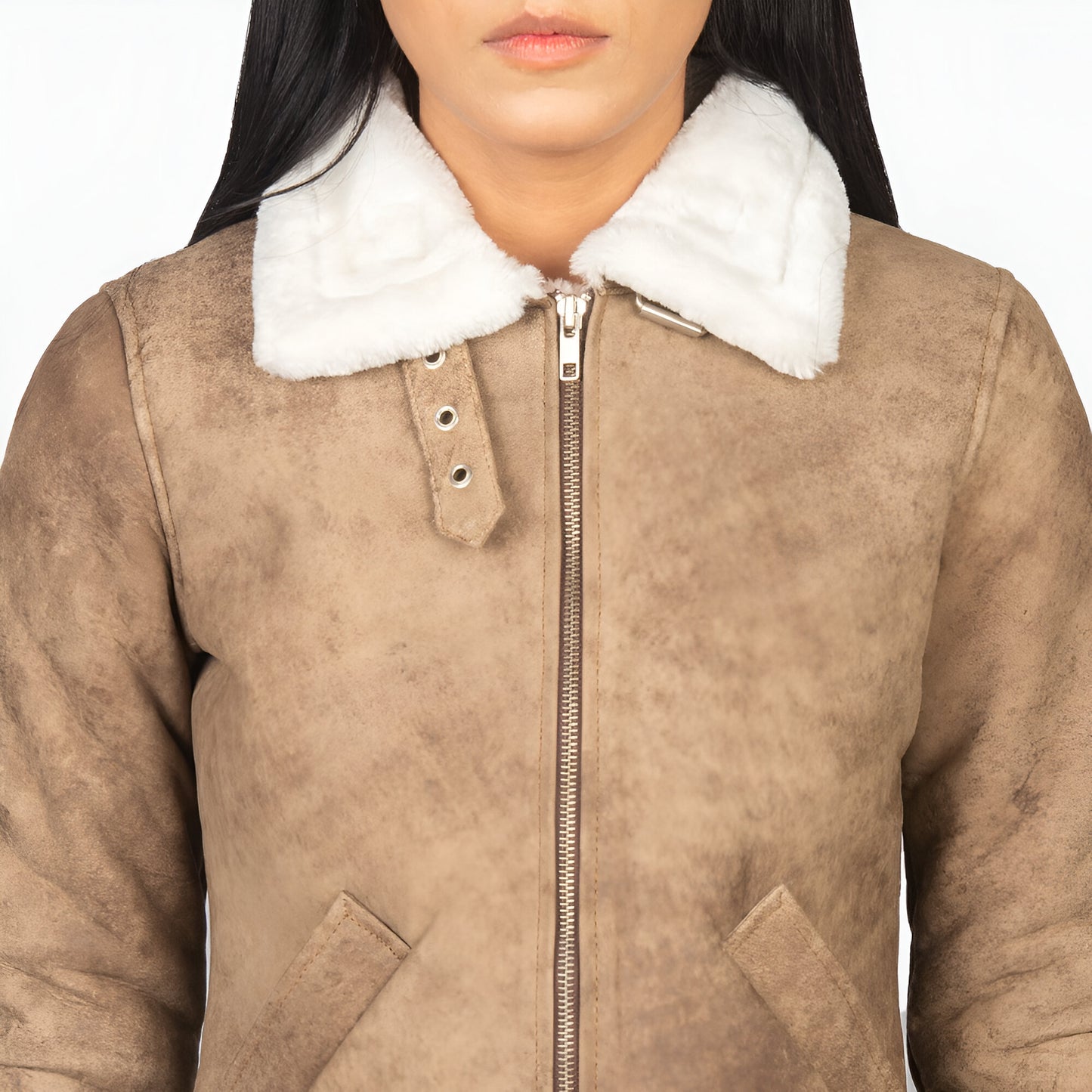 Jennifer B-3 Distressed Brown Leather Bomber Jacket