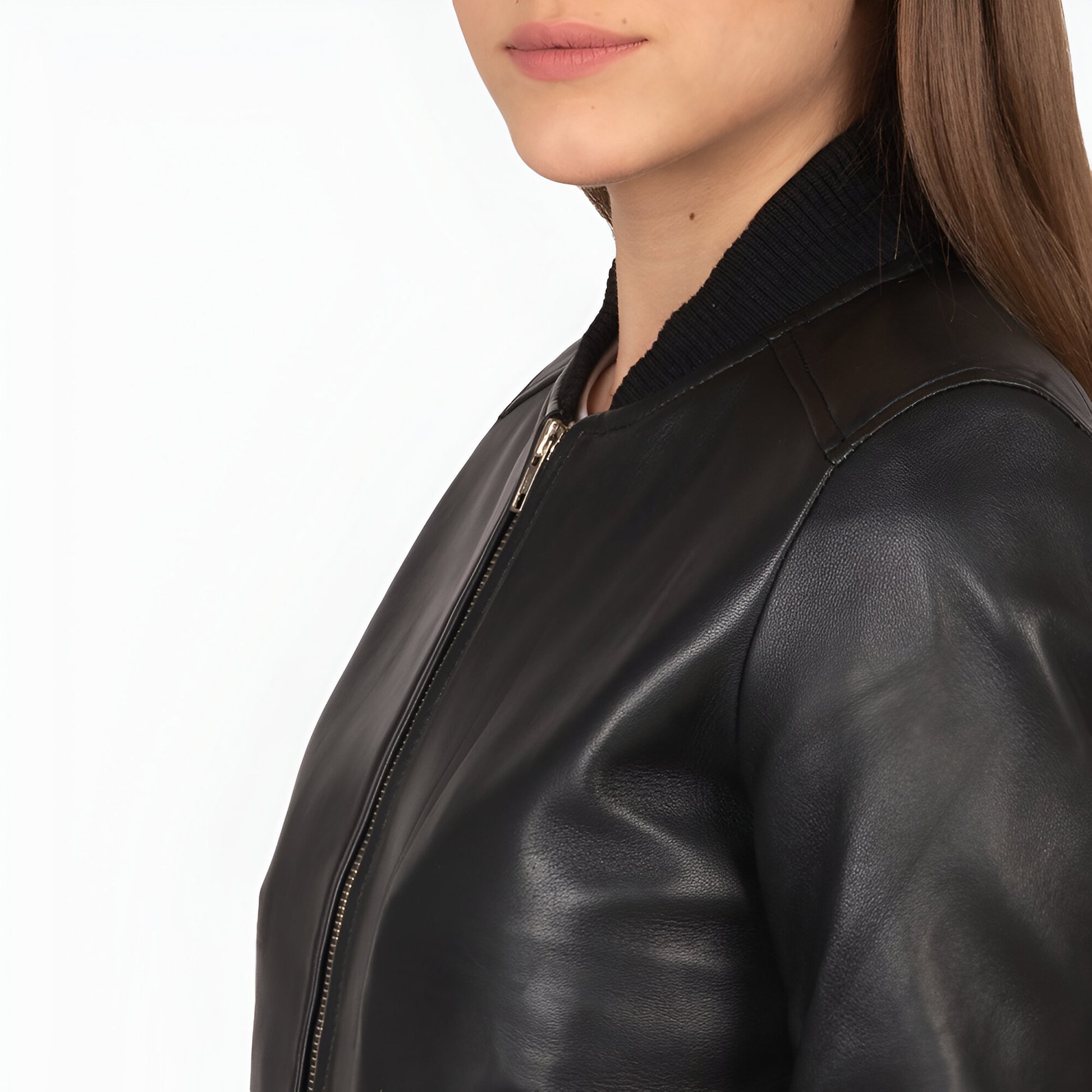 Scarlett Black Leather Bomber Jacket