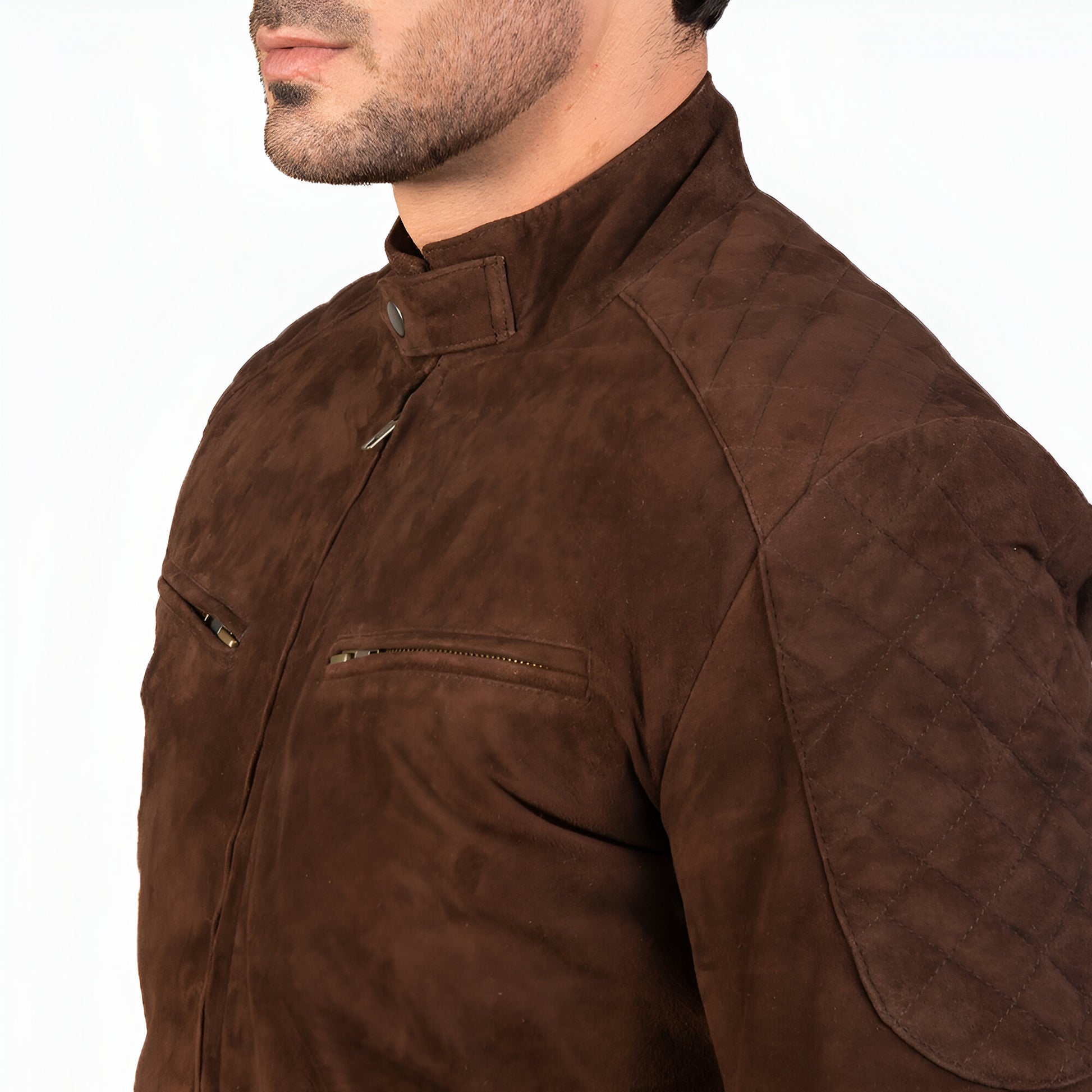 Dicks Leather Mocha Suede Bomber Jacket