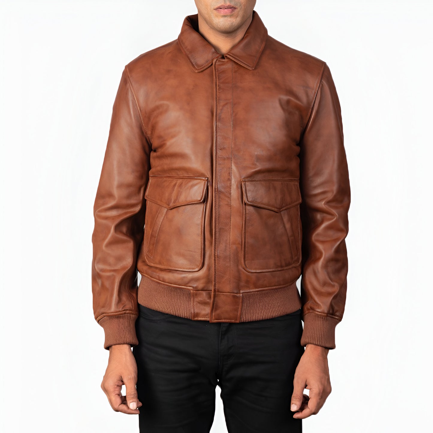 Denzel Brown A2 Bomber Leather Jacket