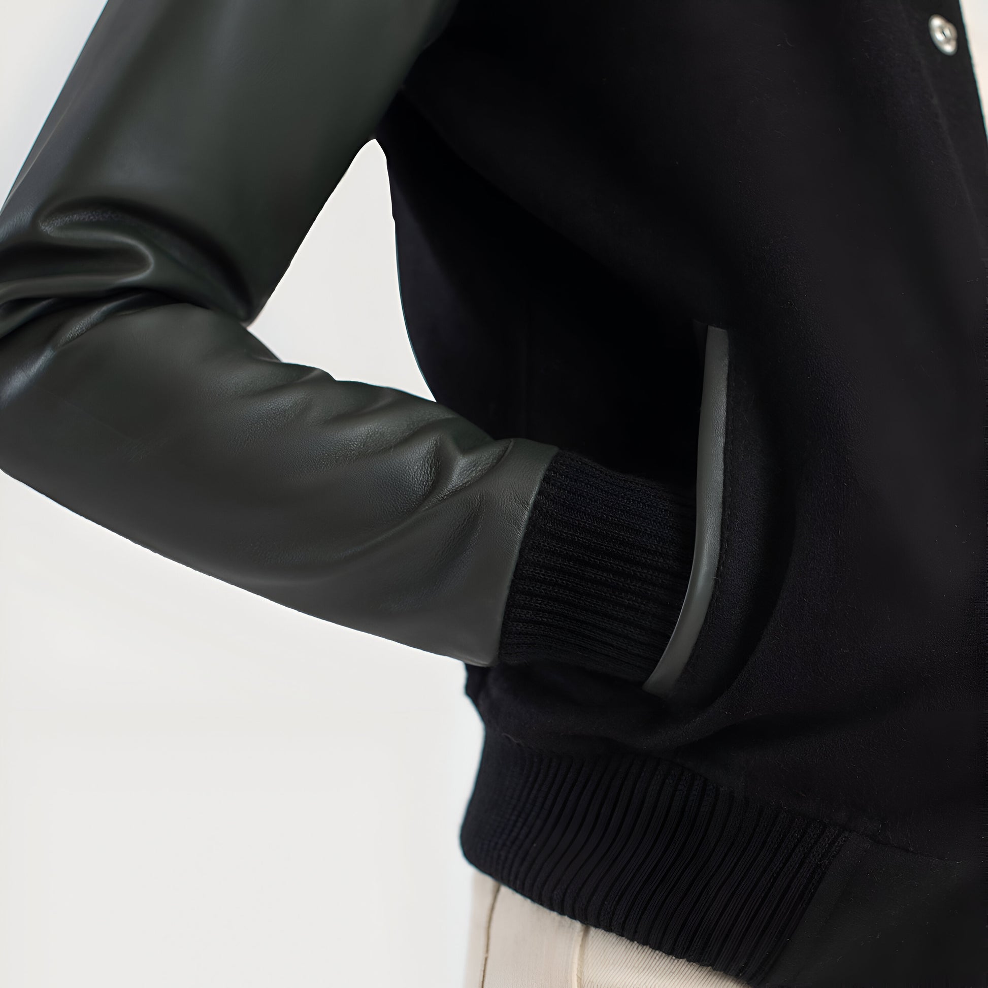 Julie Green & Black Hybrid Varsity Jacket