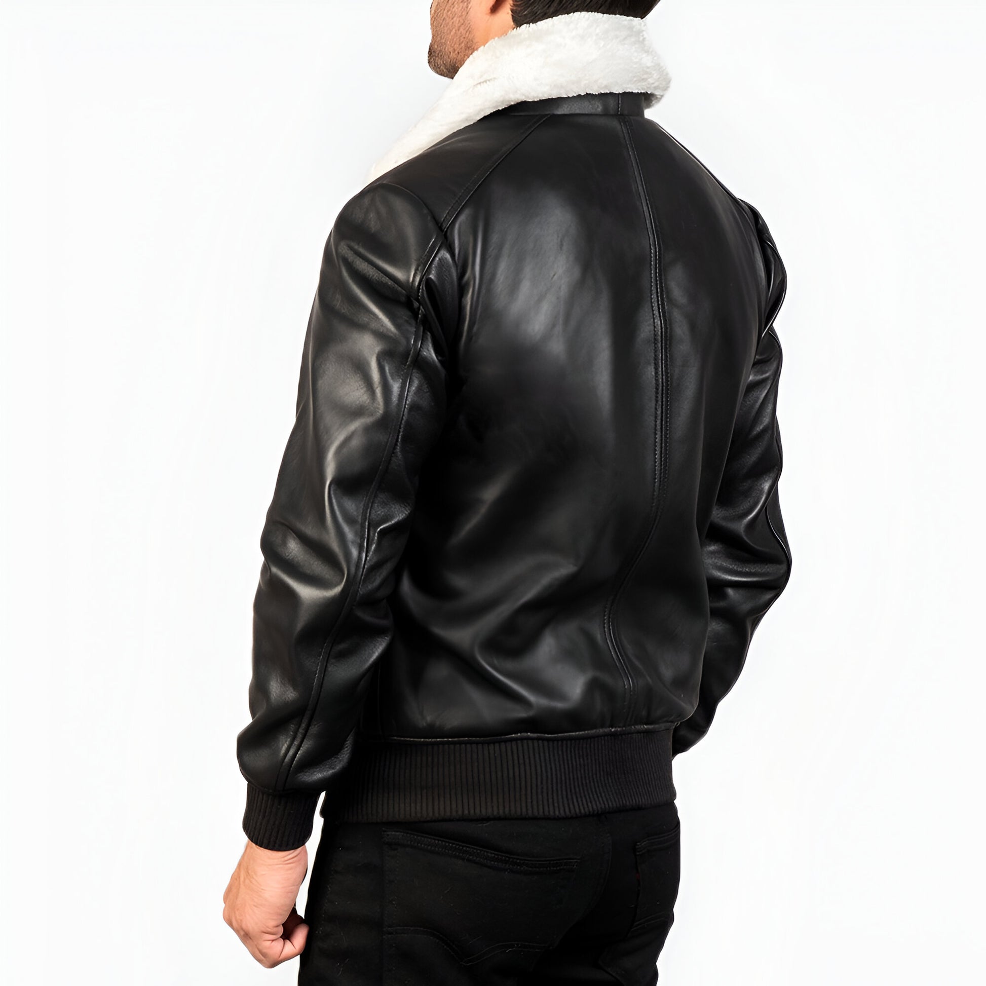 Dicks Black & White Leather Bomber Jacket