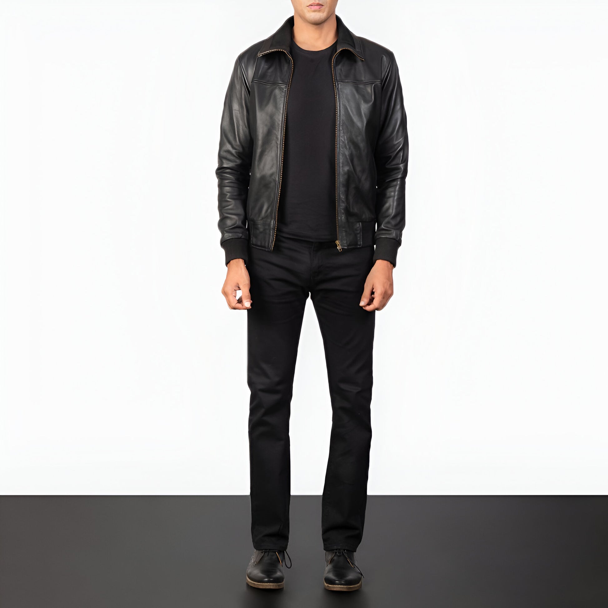 Dicks Genuine Black Leather Bomber Jacket