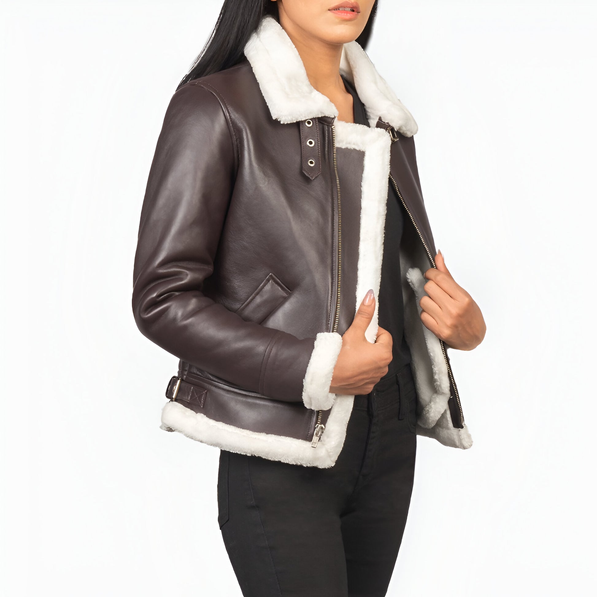 Jennifer B-3 Maroon Leather Bomber Jacket