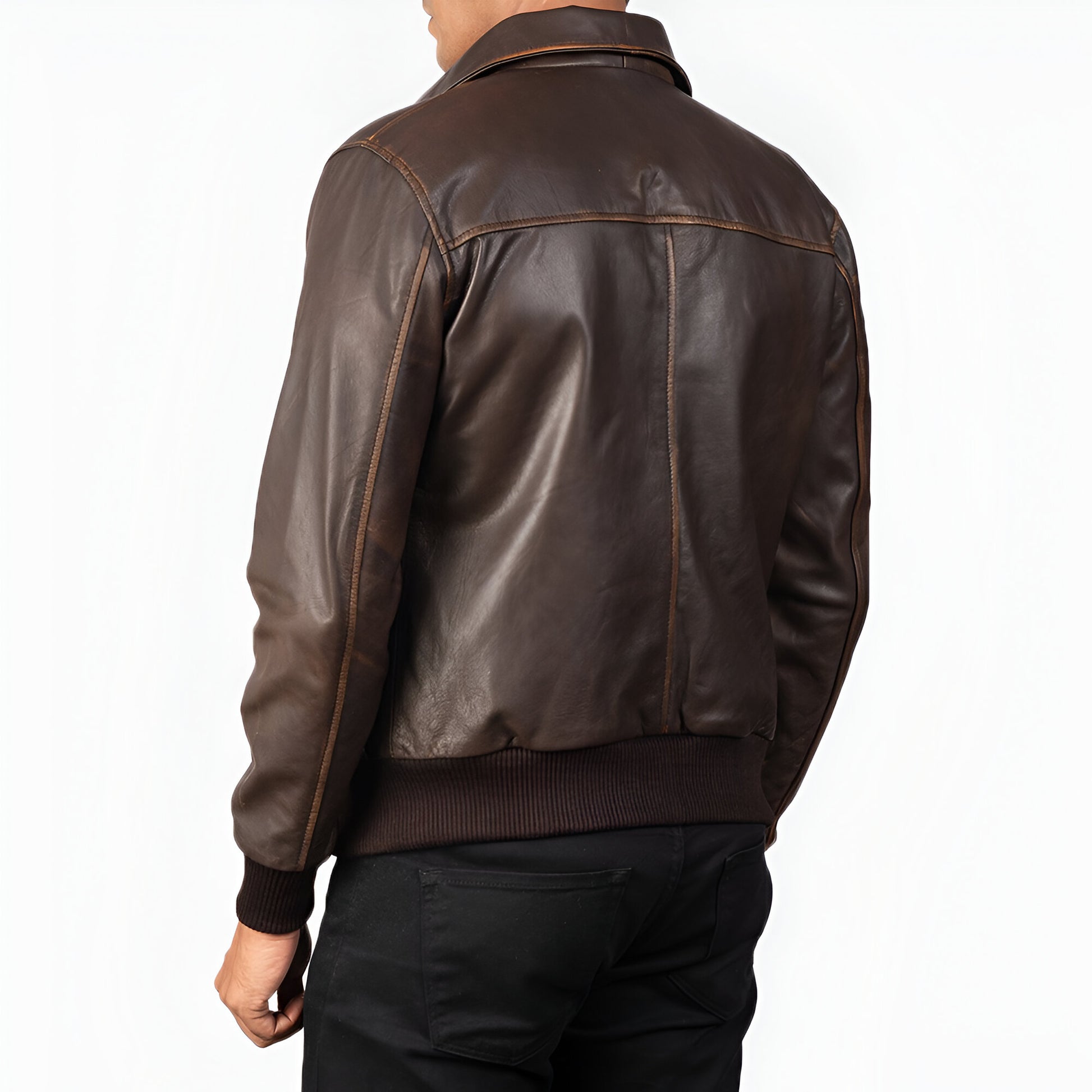 Capers Dicks Leather Brown Bomber Jacket