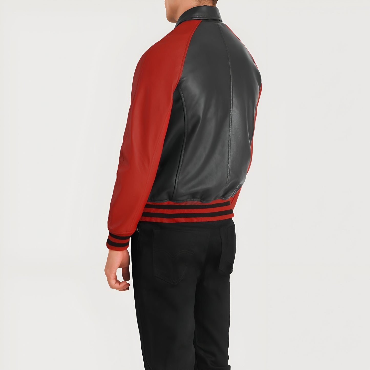 Meryl Black & Red Leather Varsity Jacket