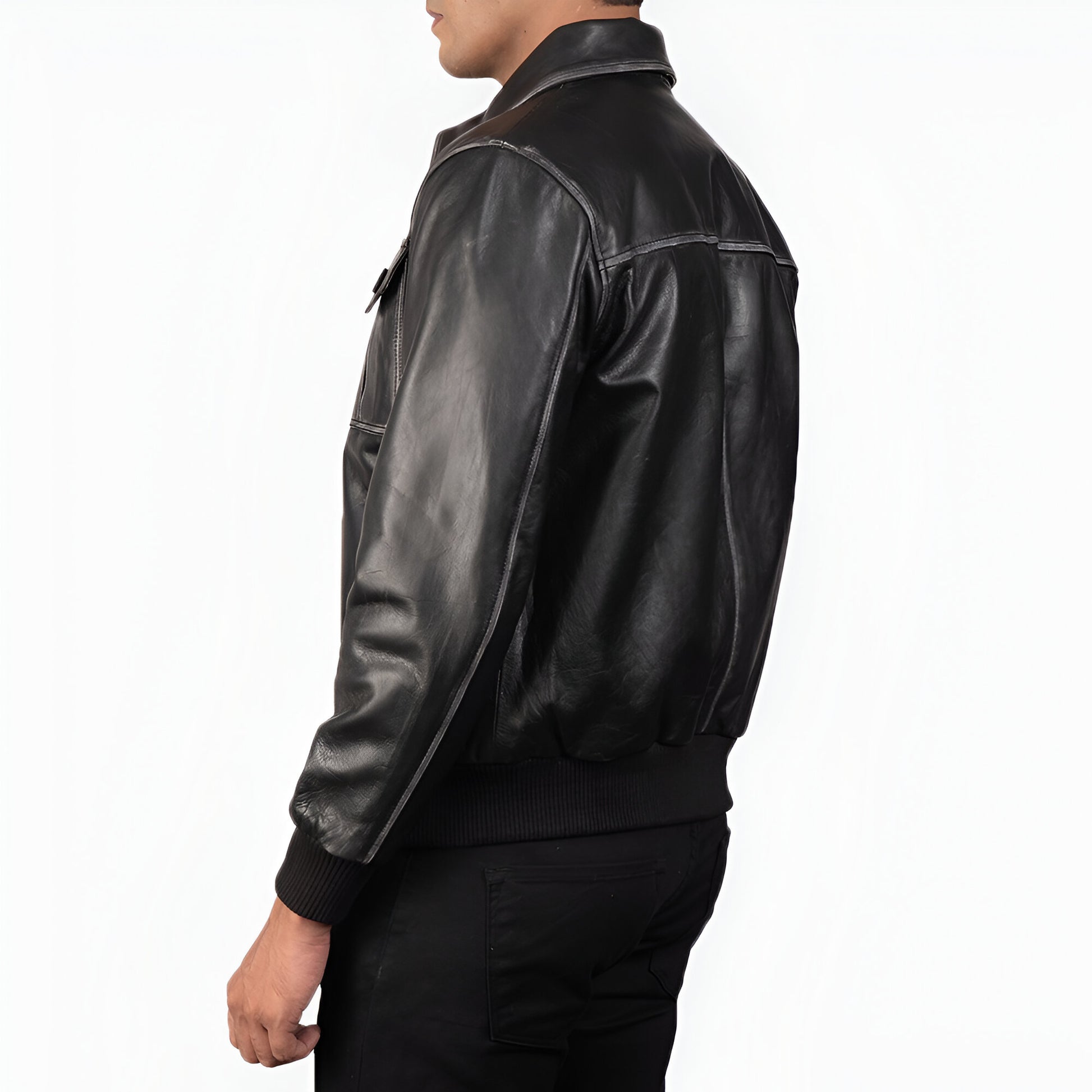 Capers Dicks Leather Black Bomber Jacket