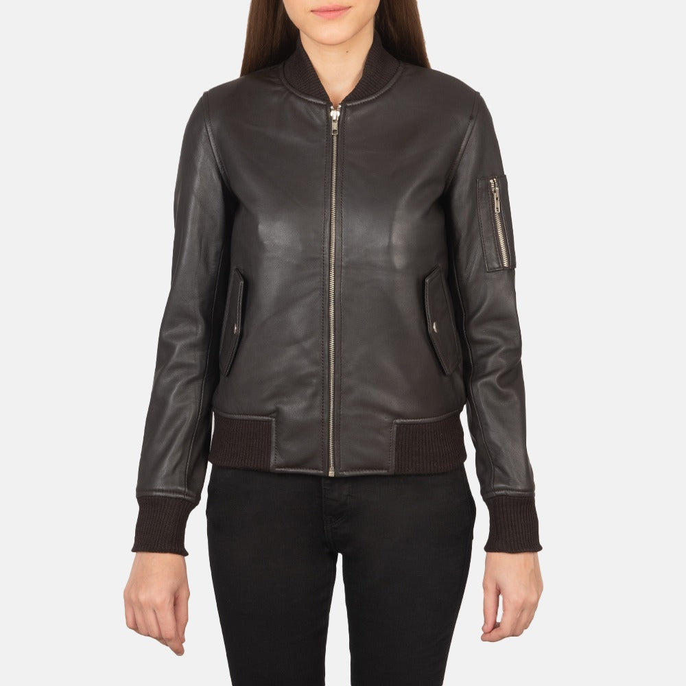 Reese Ma-1 Brown Leather Bomber Jacket