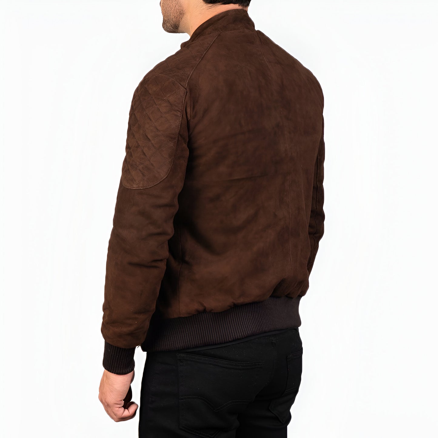 Dicks Leather Mocha Suede Bomber Jacket