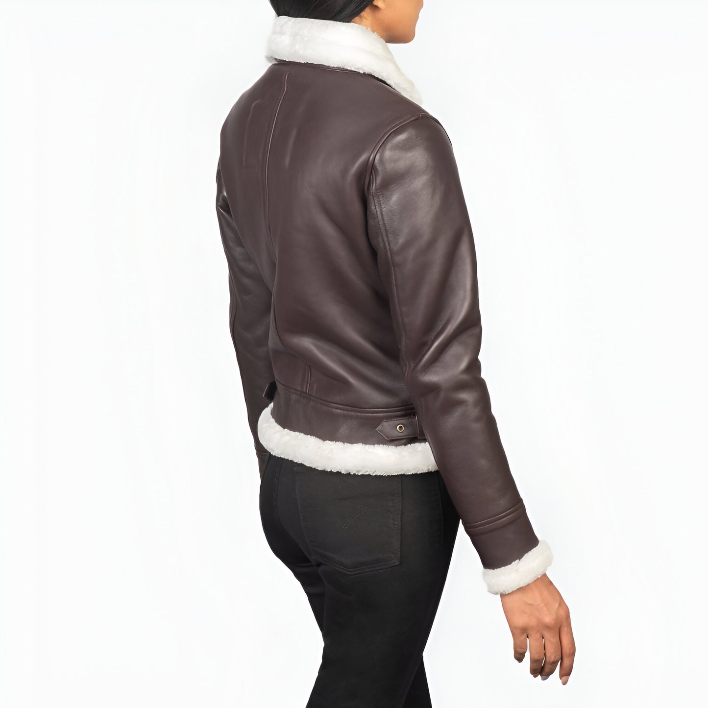 Jennifer B-3 Maroon Leather Bomber Jacket