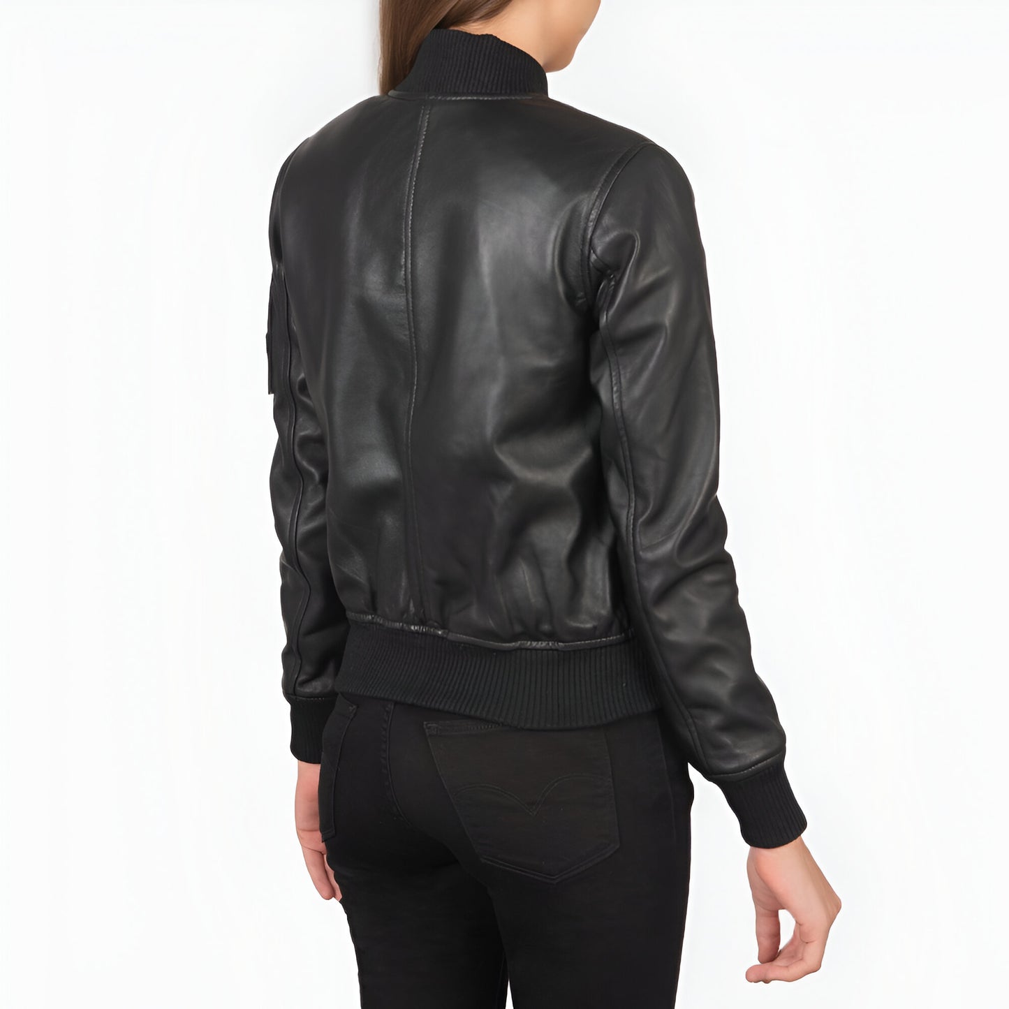 Reese Ma-1 Black Leather Bomber Jacket