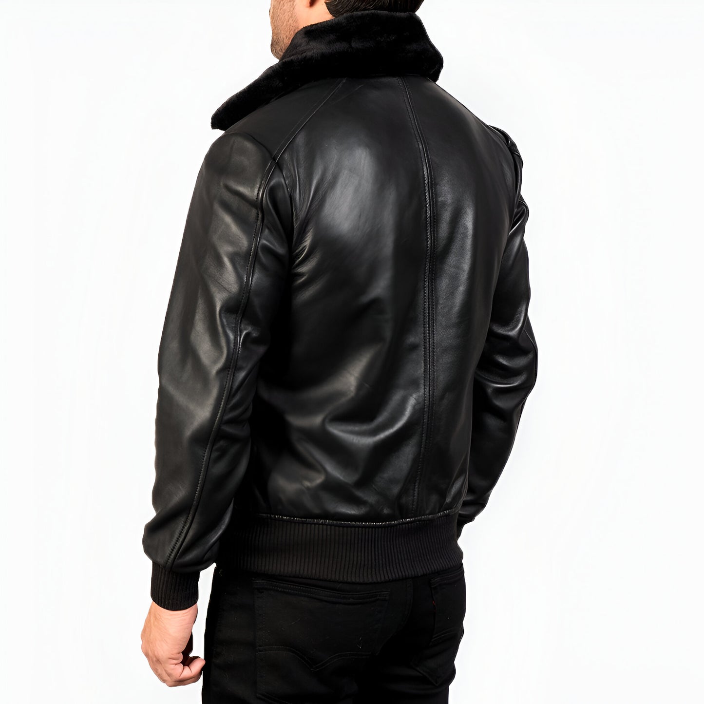 Dicks Leather Bomber Black Jacket for Men