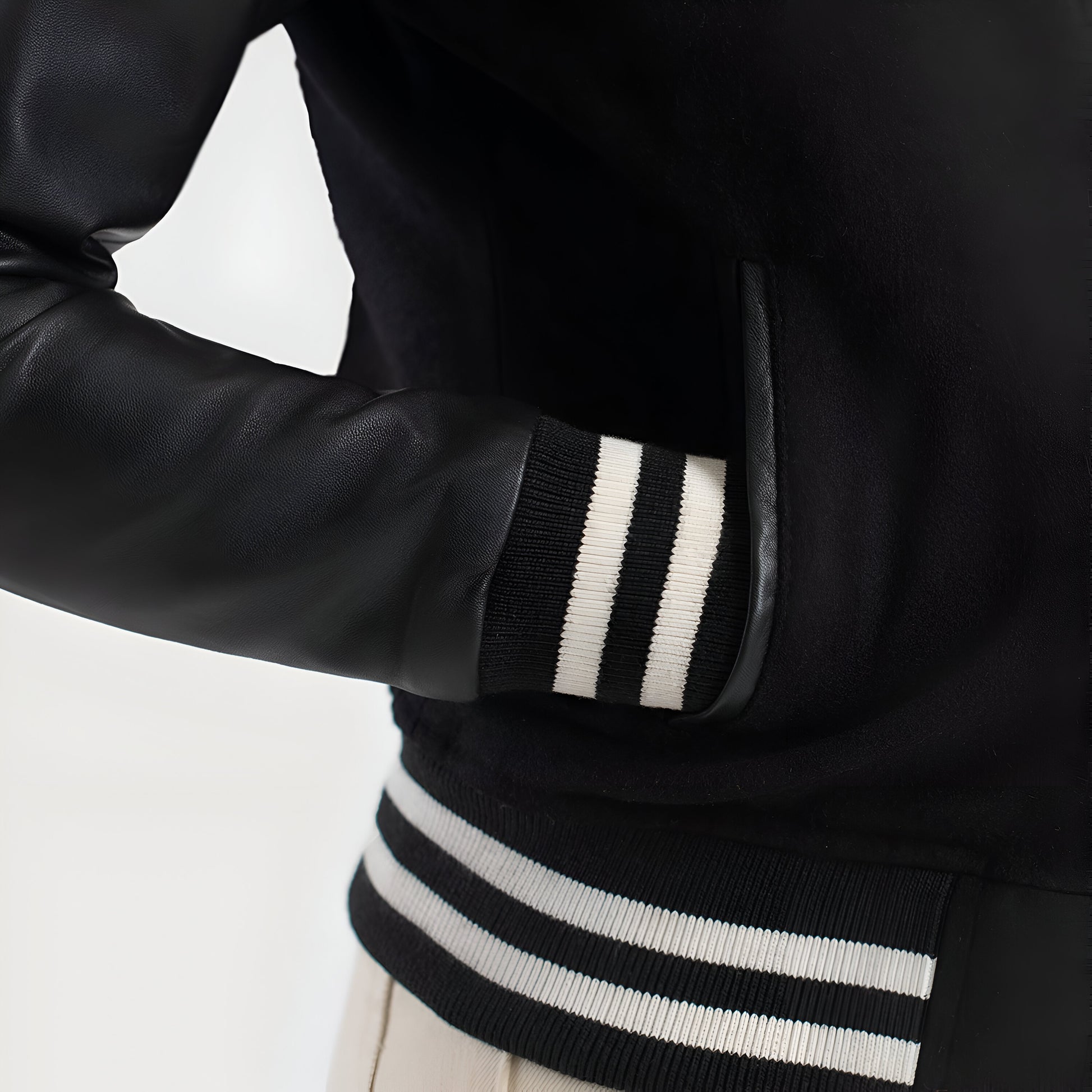 Julie Black Hybrid Varsity Jacket