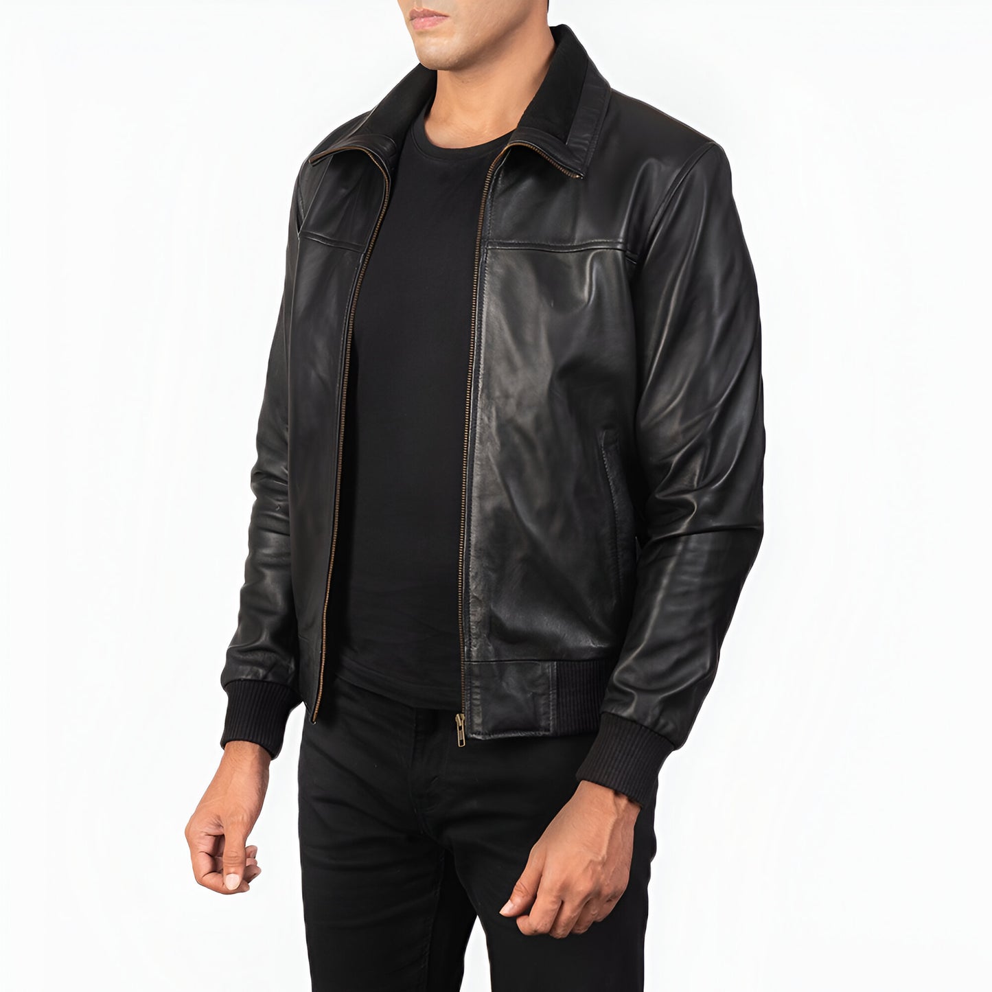 Dicks Genuine Black Leather Bomber Jacket