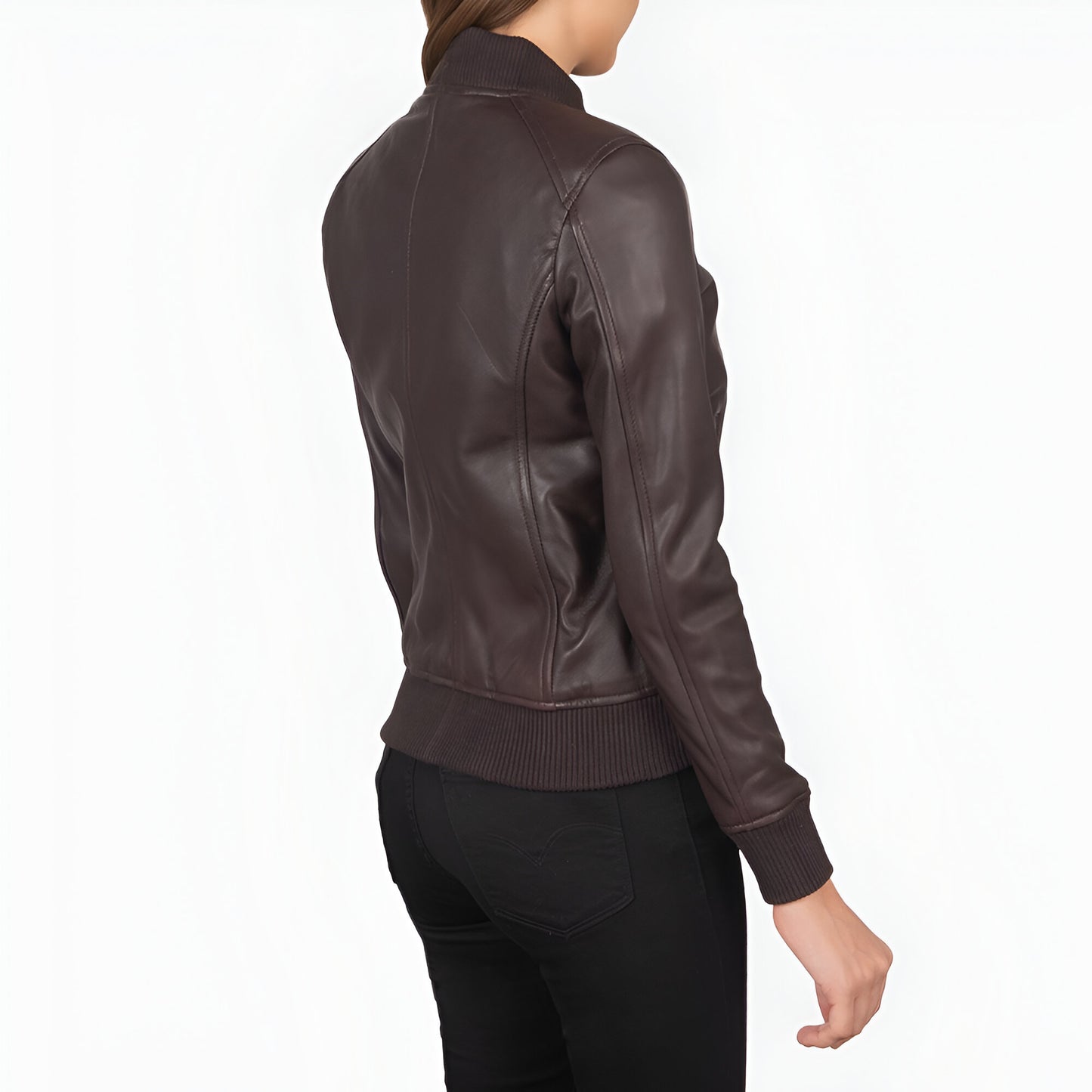 Scarlett Maroon Leather Bomber Jacket women