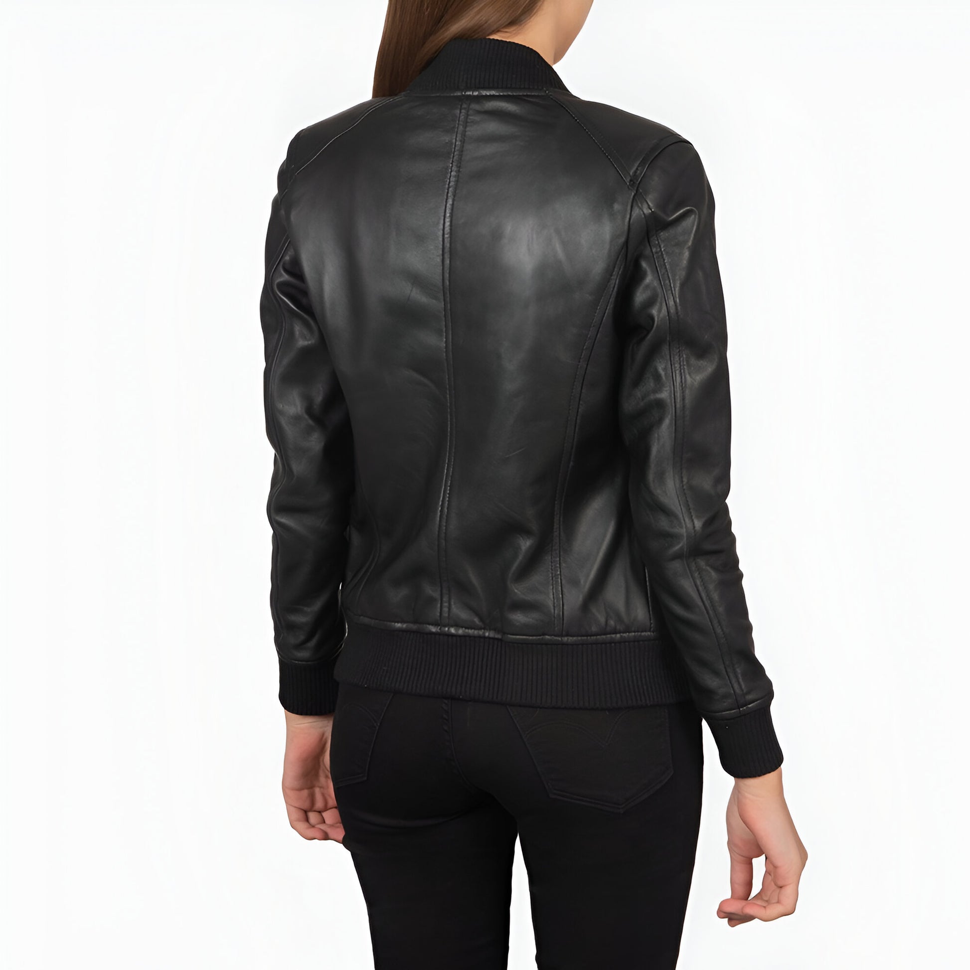 Scarlett Black Leather Bomber Jacket\