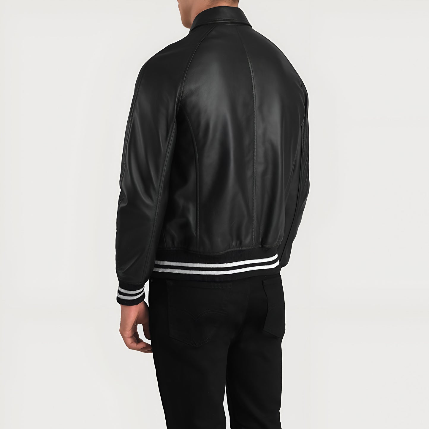 Meryl Black Leather Varsity Jacket