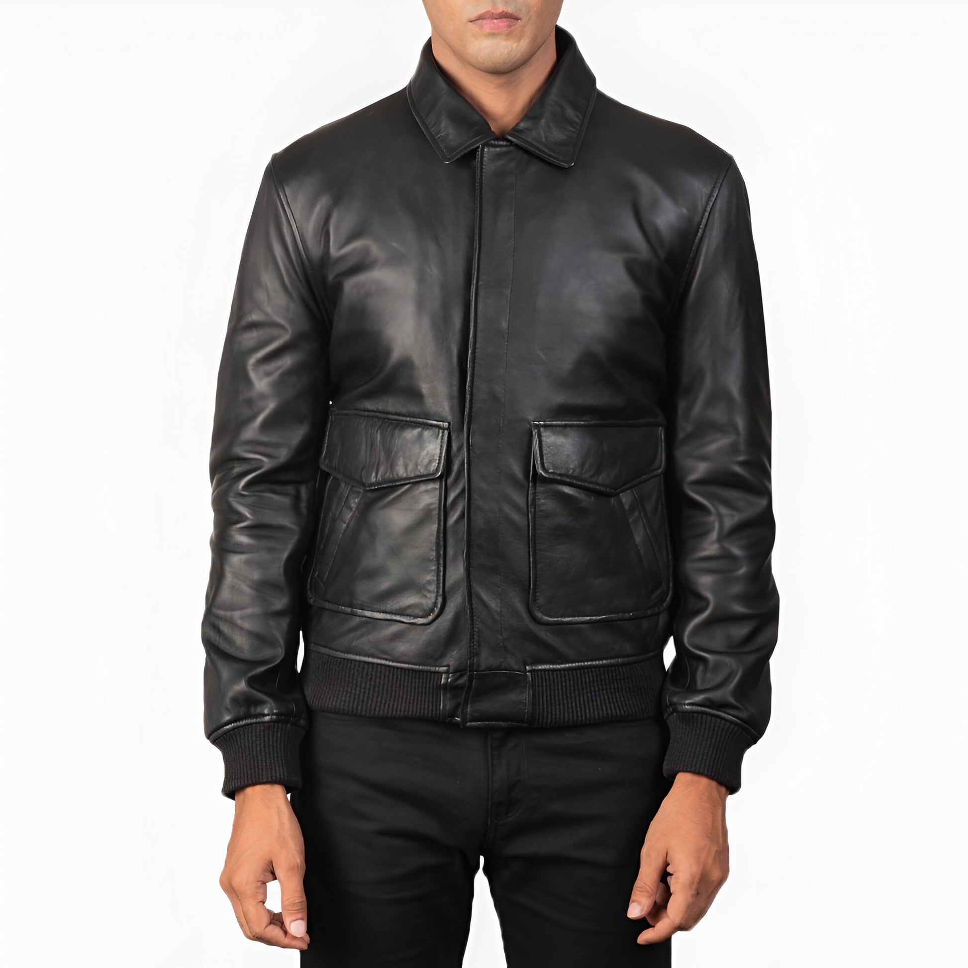 Denzel Black A2 Leather Bomber Jacket