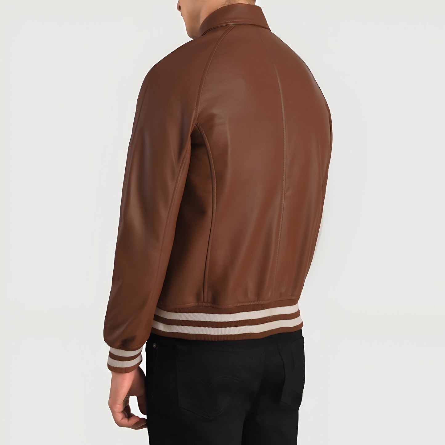 Meryl Brown Leather Varsity Jacket