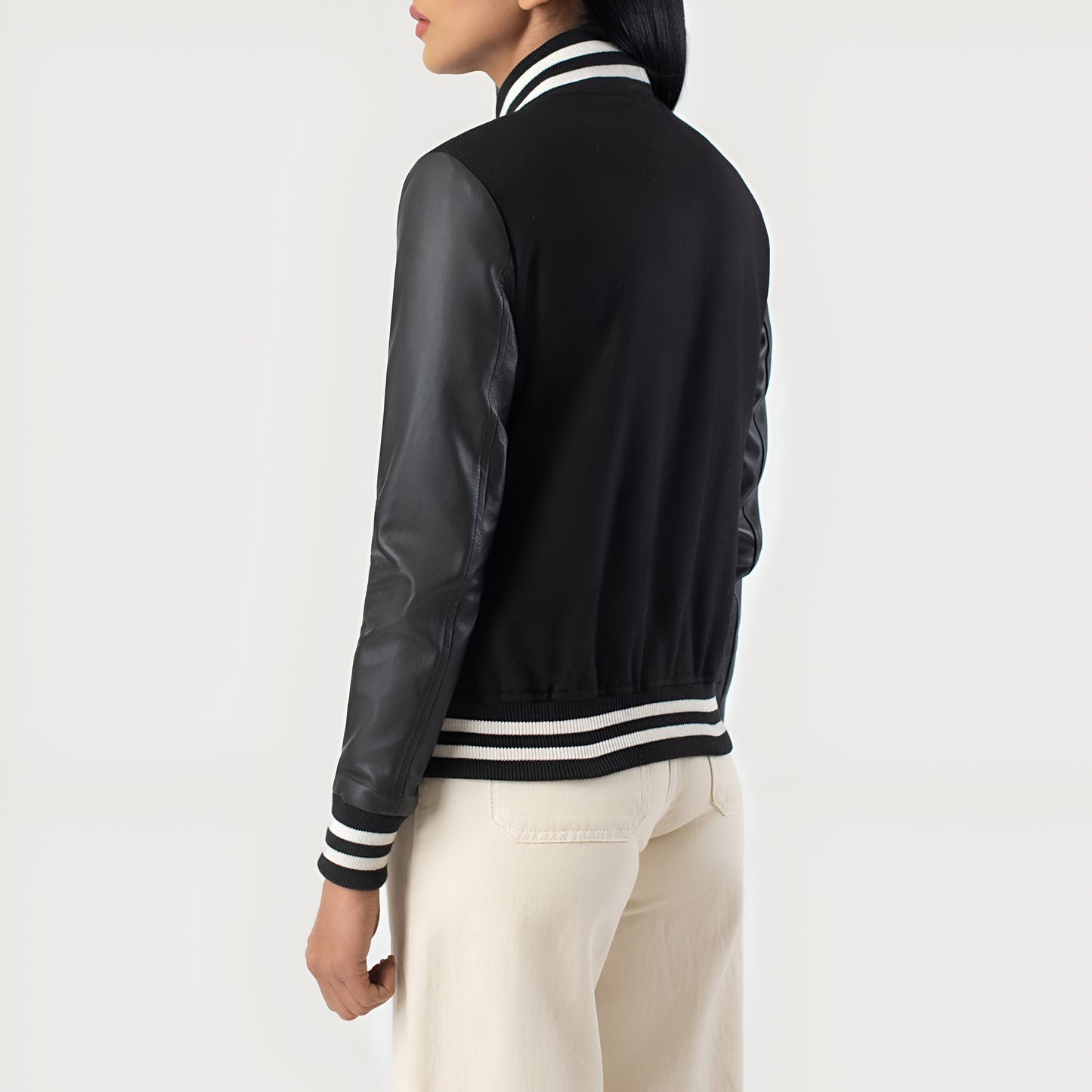 Julie Black Hybrid Varsity Jacket