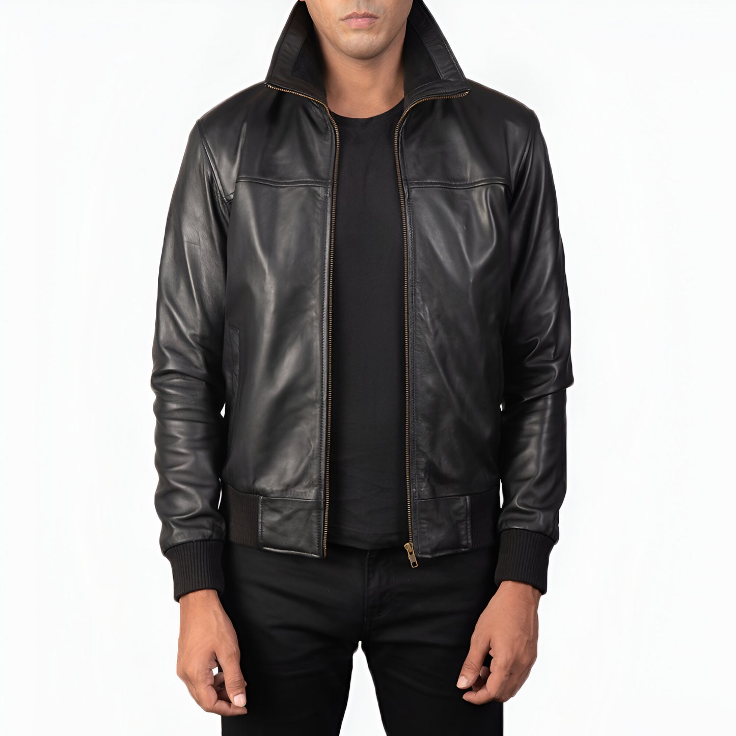 Dicks Genuine Black Leather Bomber Jacket