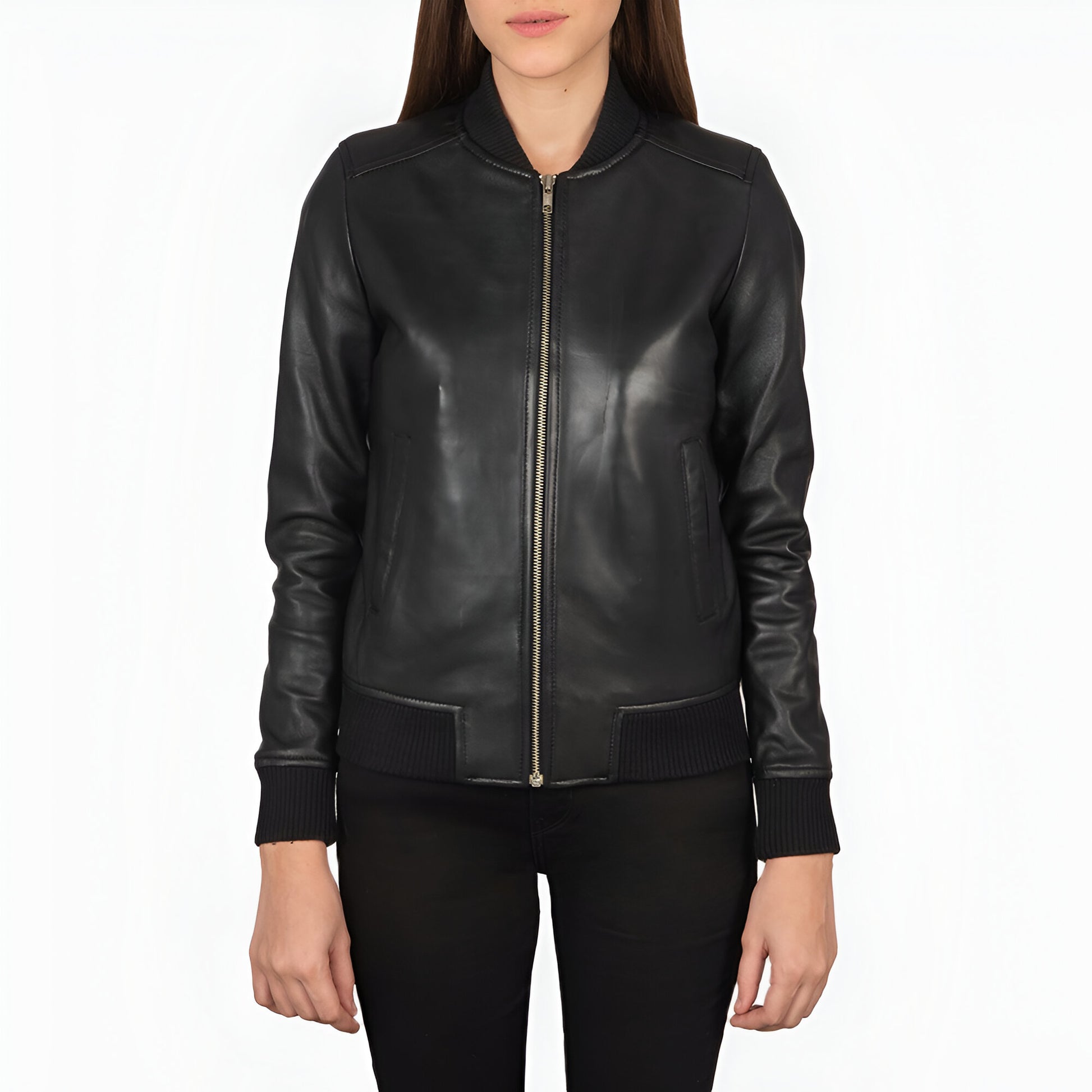 Scarlett Black Leather Bomber Jacket