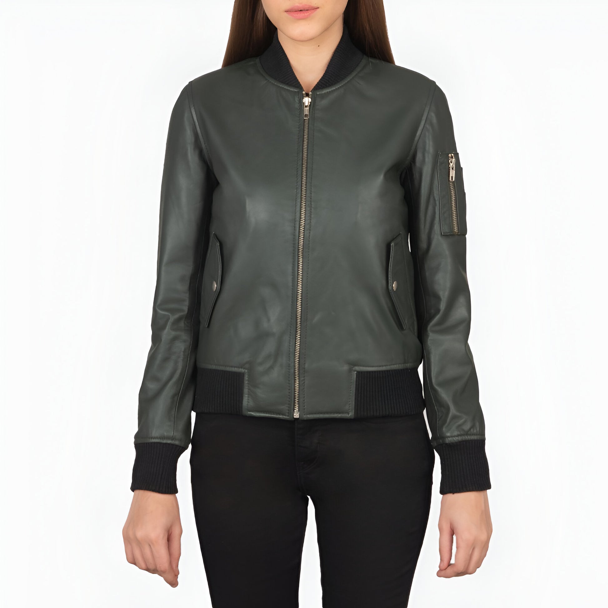 Reese Ma-1 Green Leather Bomber Jacket