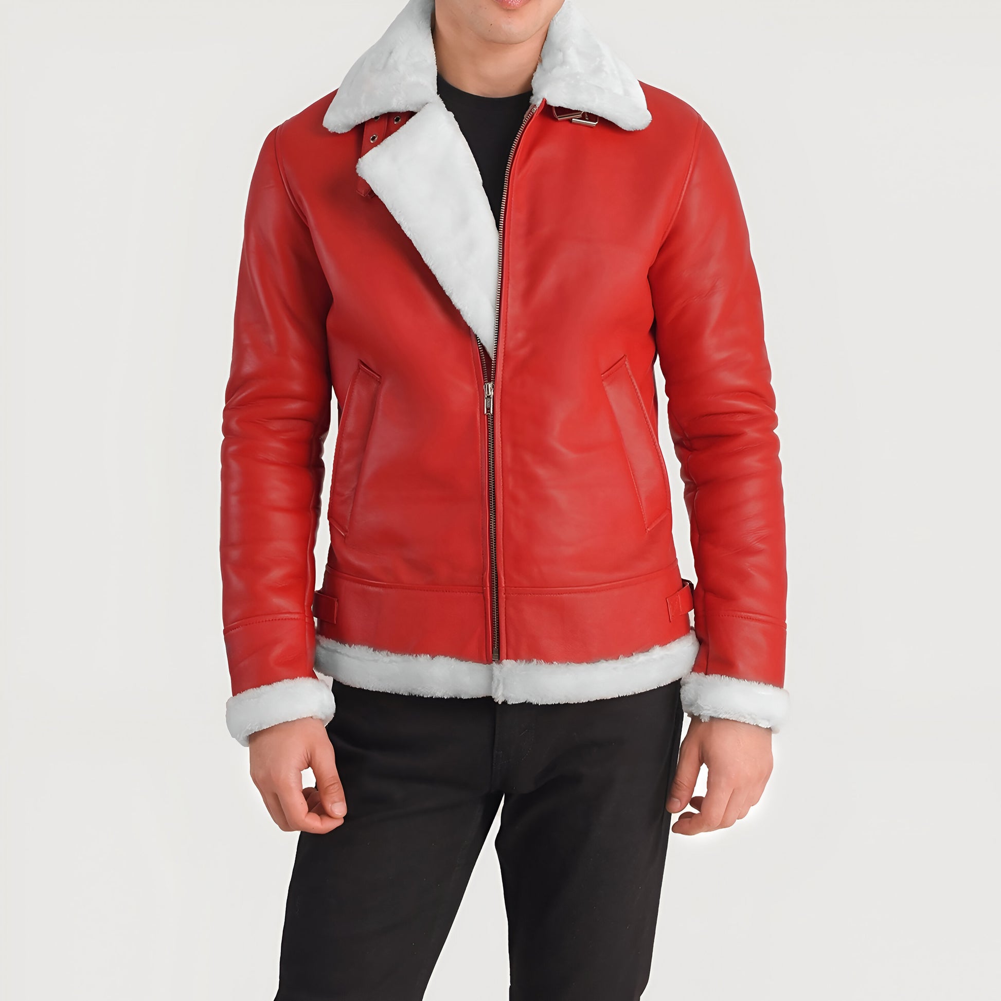 Maltons B-3 Red Leather Bomber Jacket