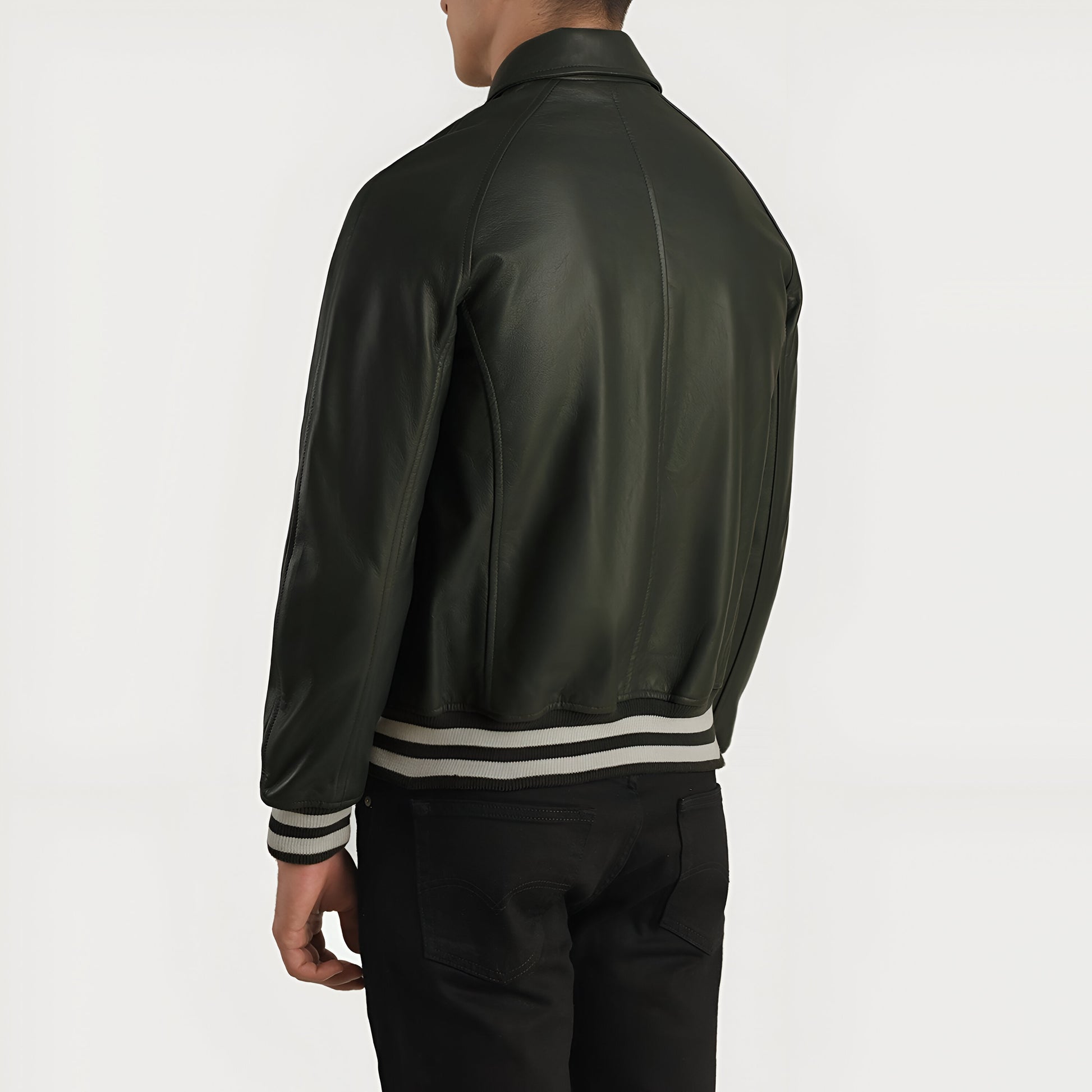 Meryl Green Leather Varsity Jacket