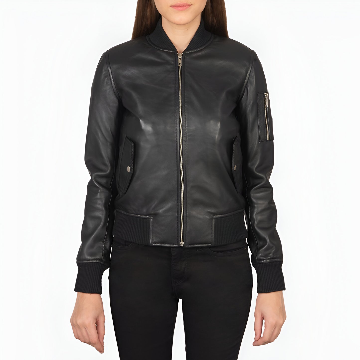 Reese Ma-1 Black Leather Bomber Jacket