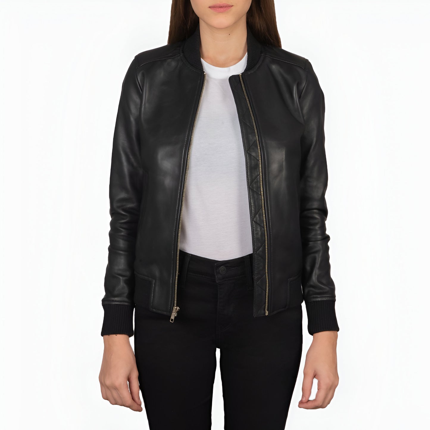 Scarlett Black Leather Bomber Jacket