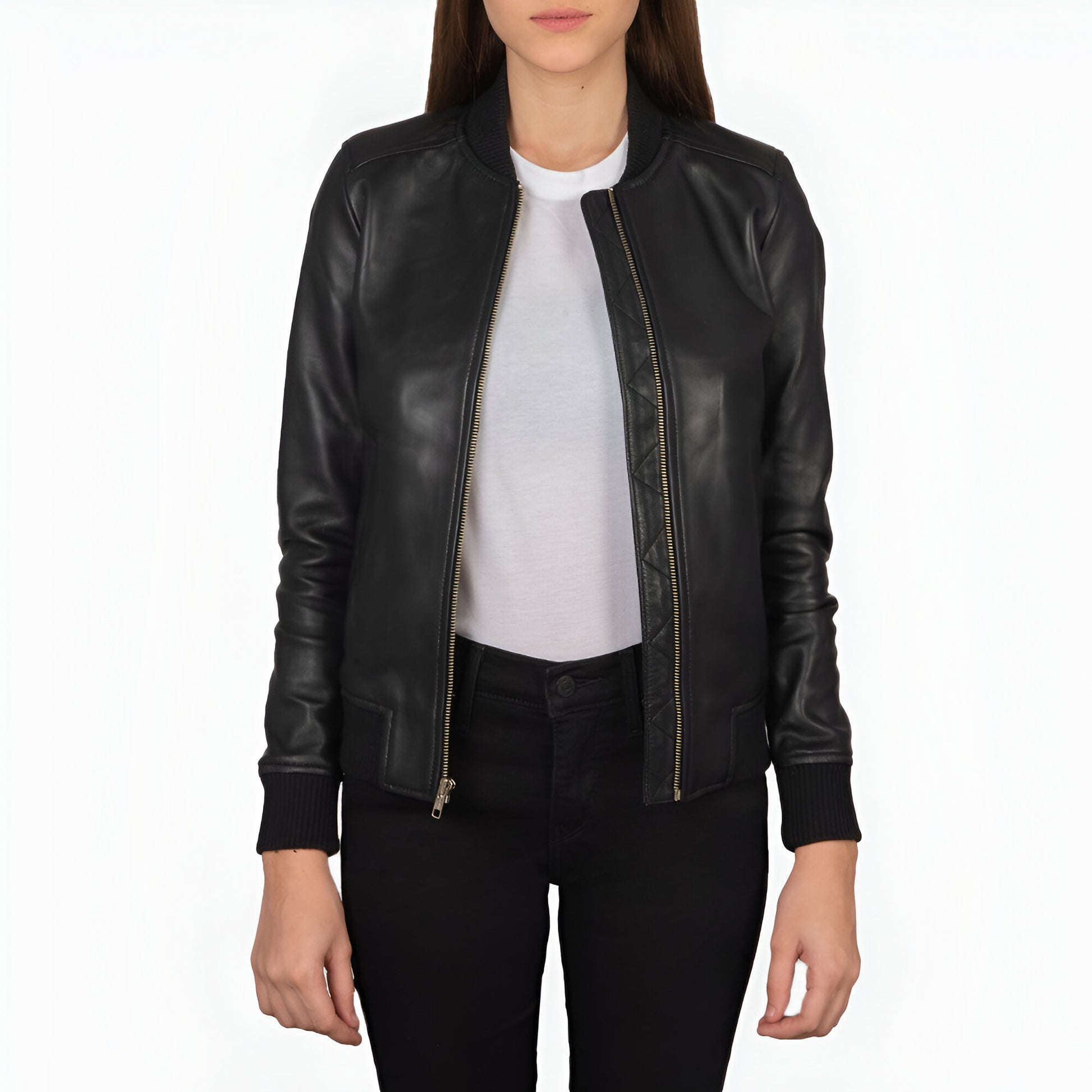 Scarlett Black Leather Bomber Jacket