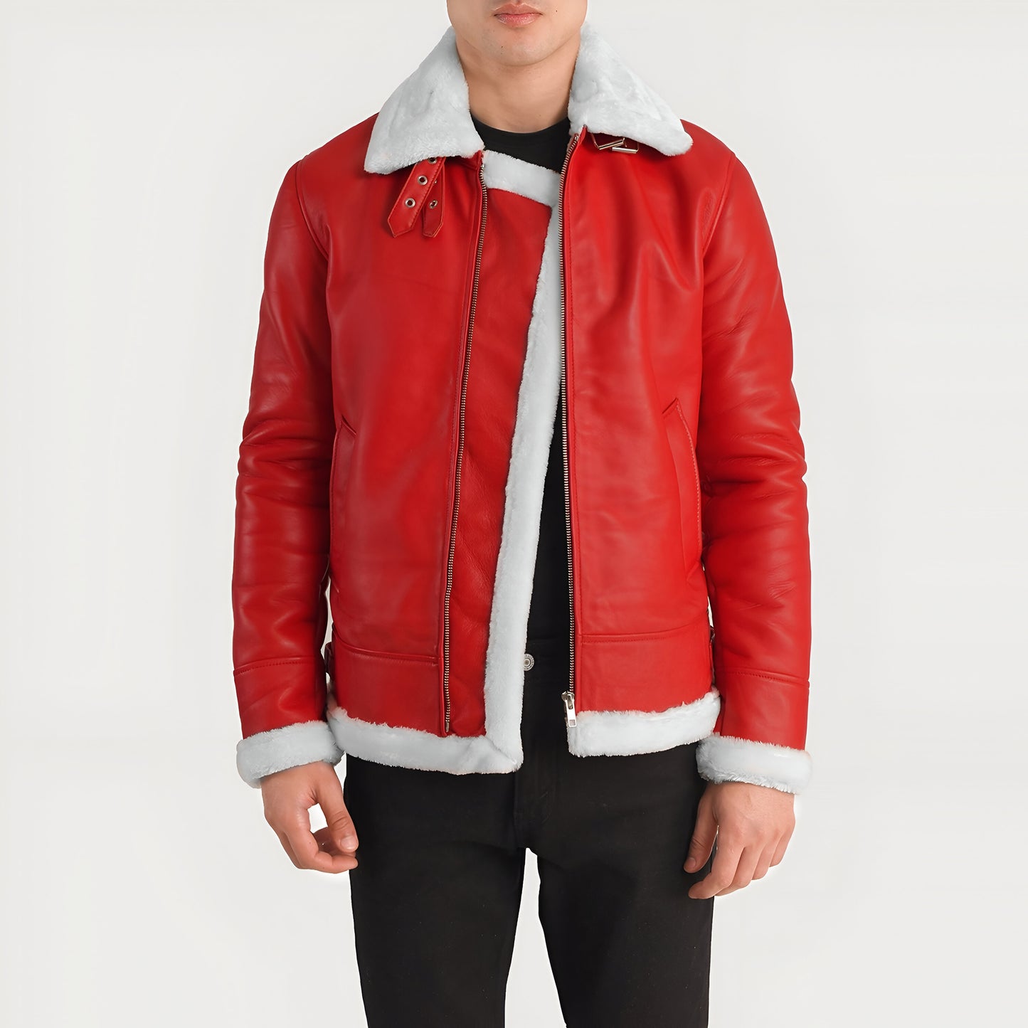 Maltons B-3 Red Leather Bomber Jacket